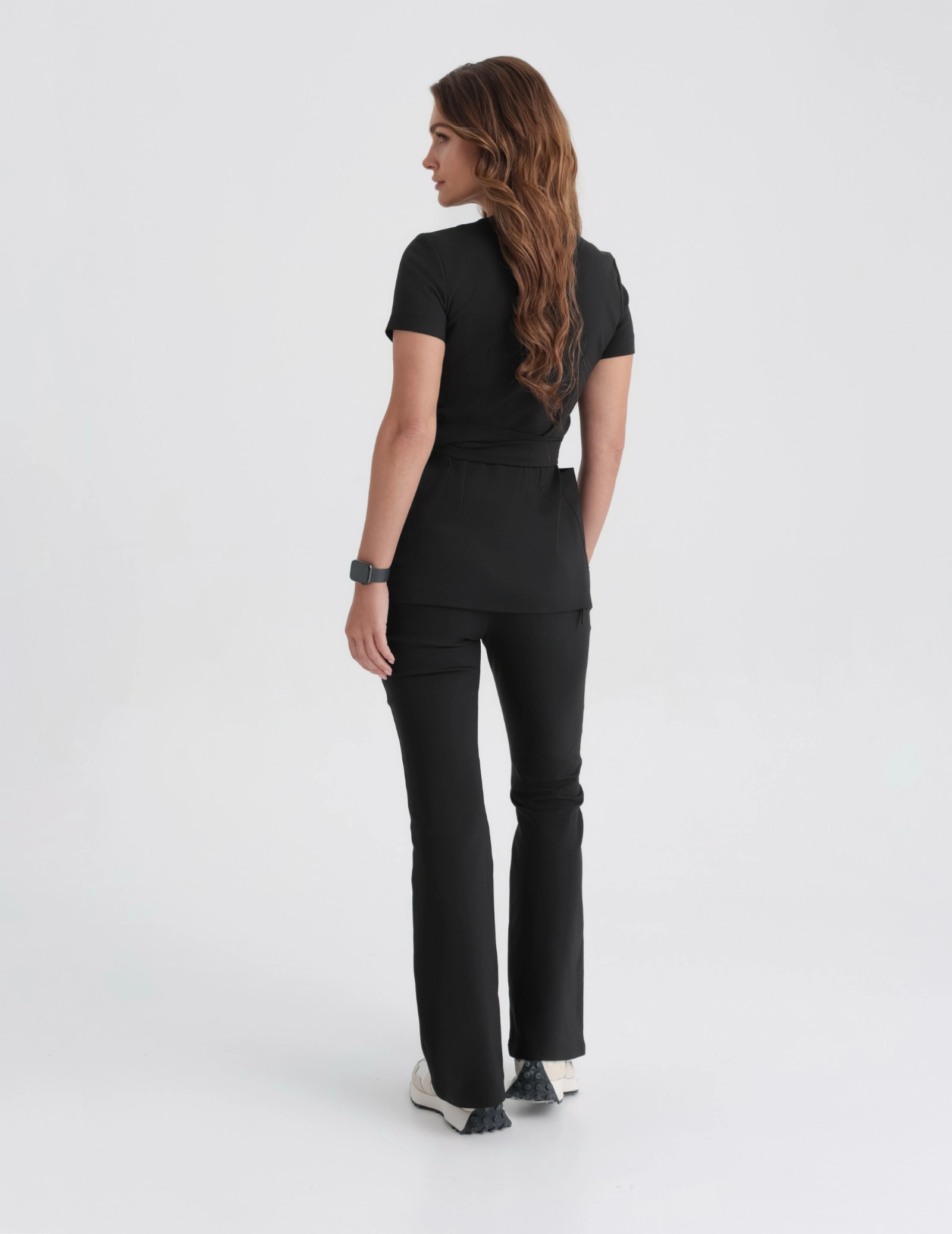 Medical Scrub Top Tie-Back Auri - BLACK