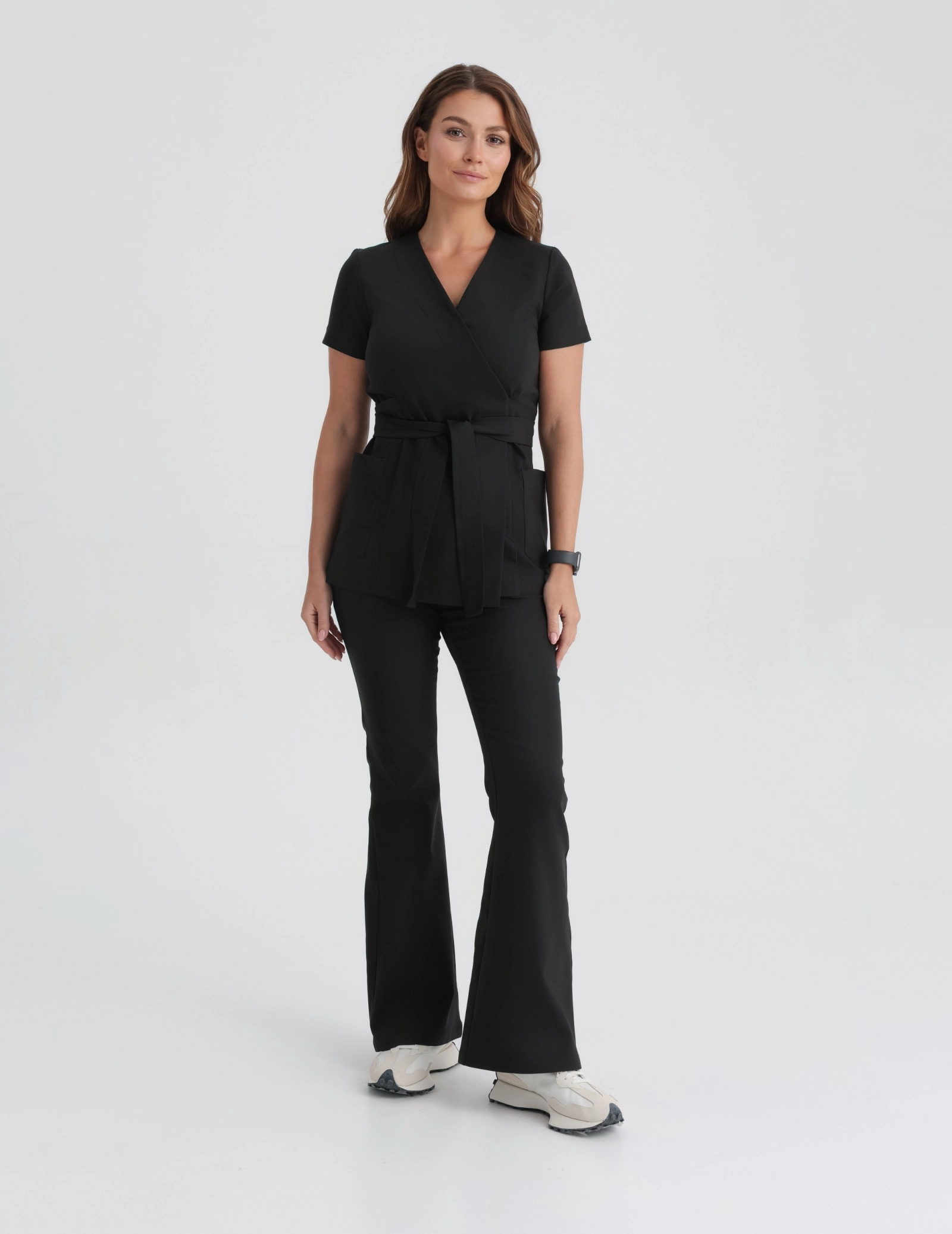 Medical Scrub Top Tie-Back Auri - BLACK