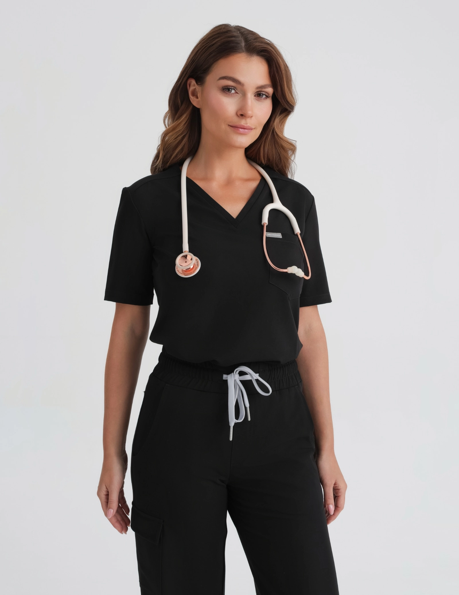 Medical Scrub Top Raya One Pocket - BLACK