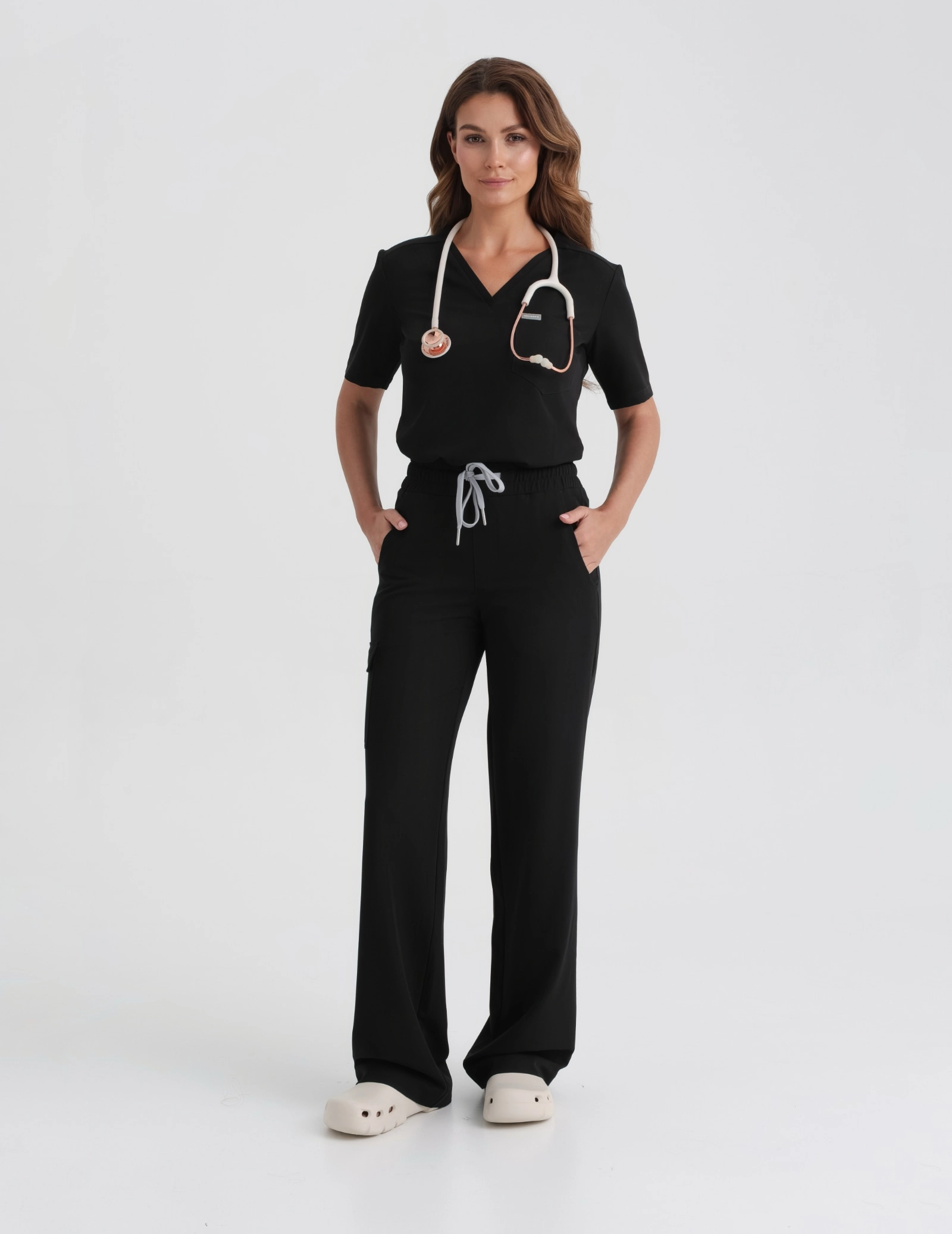 Medical Scrub Top Raya One Pocket - BLACK