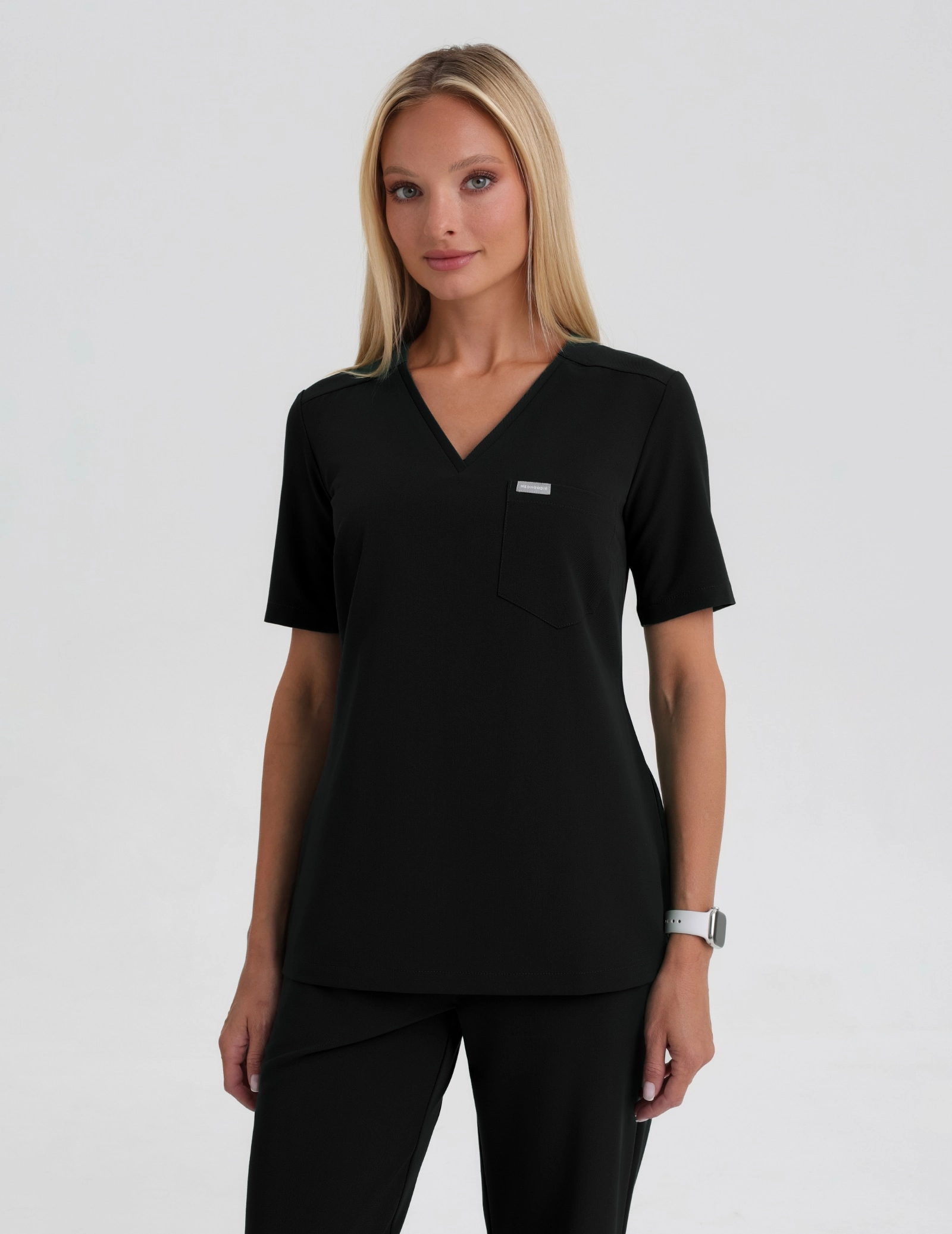 Medical Scrub Top Raya One Pocket - BLACK