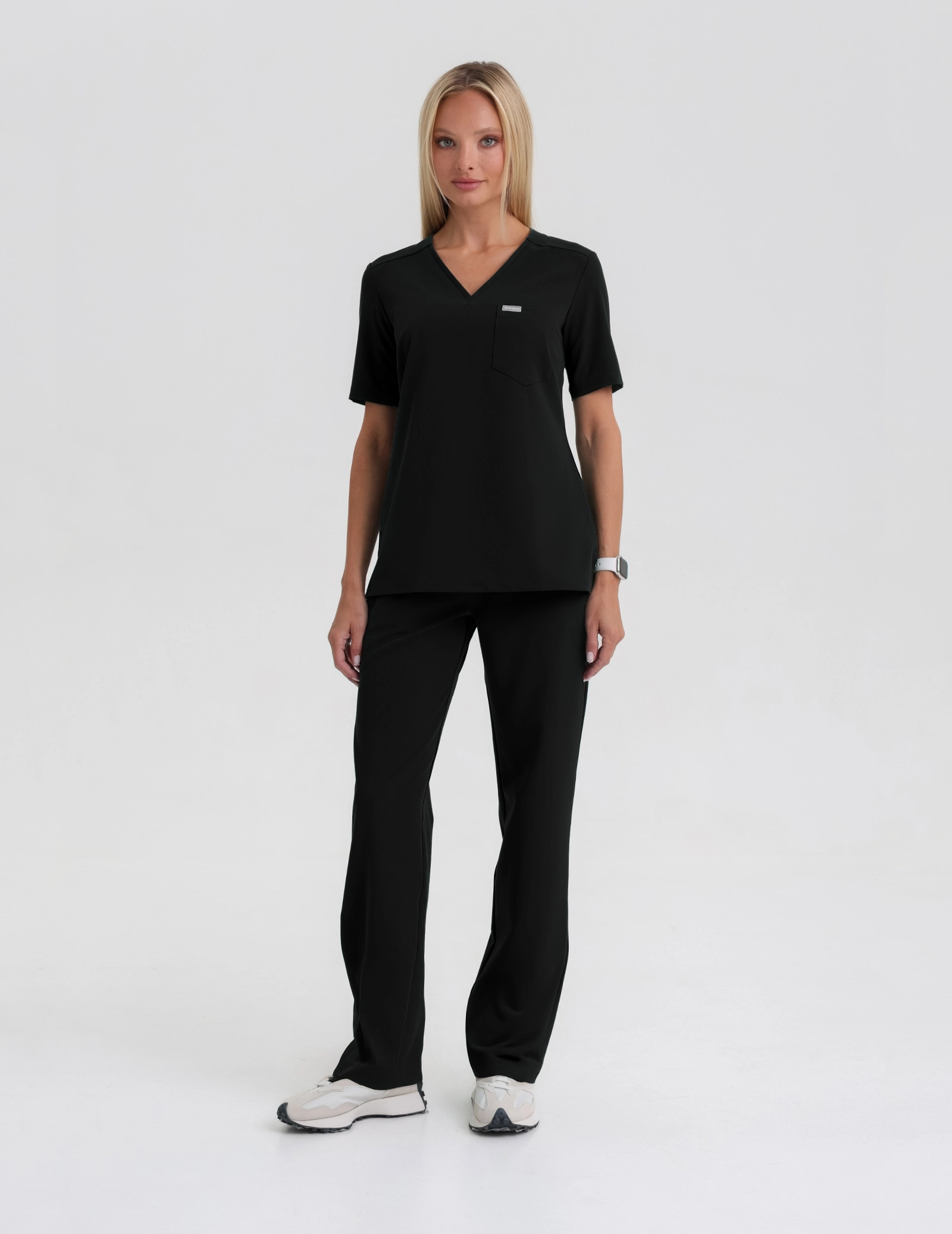 Medical Scrub Top Raya One Pocket - BLACK