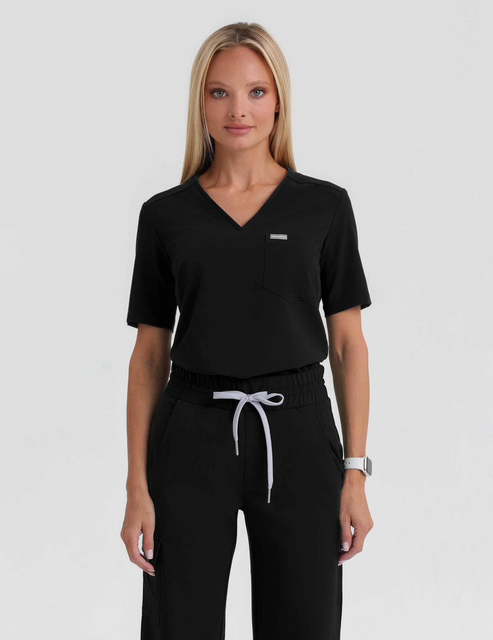 Medical Scrub Top Raya One Pocket - BLACK