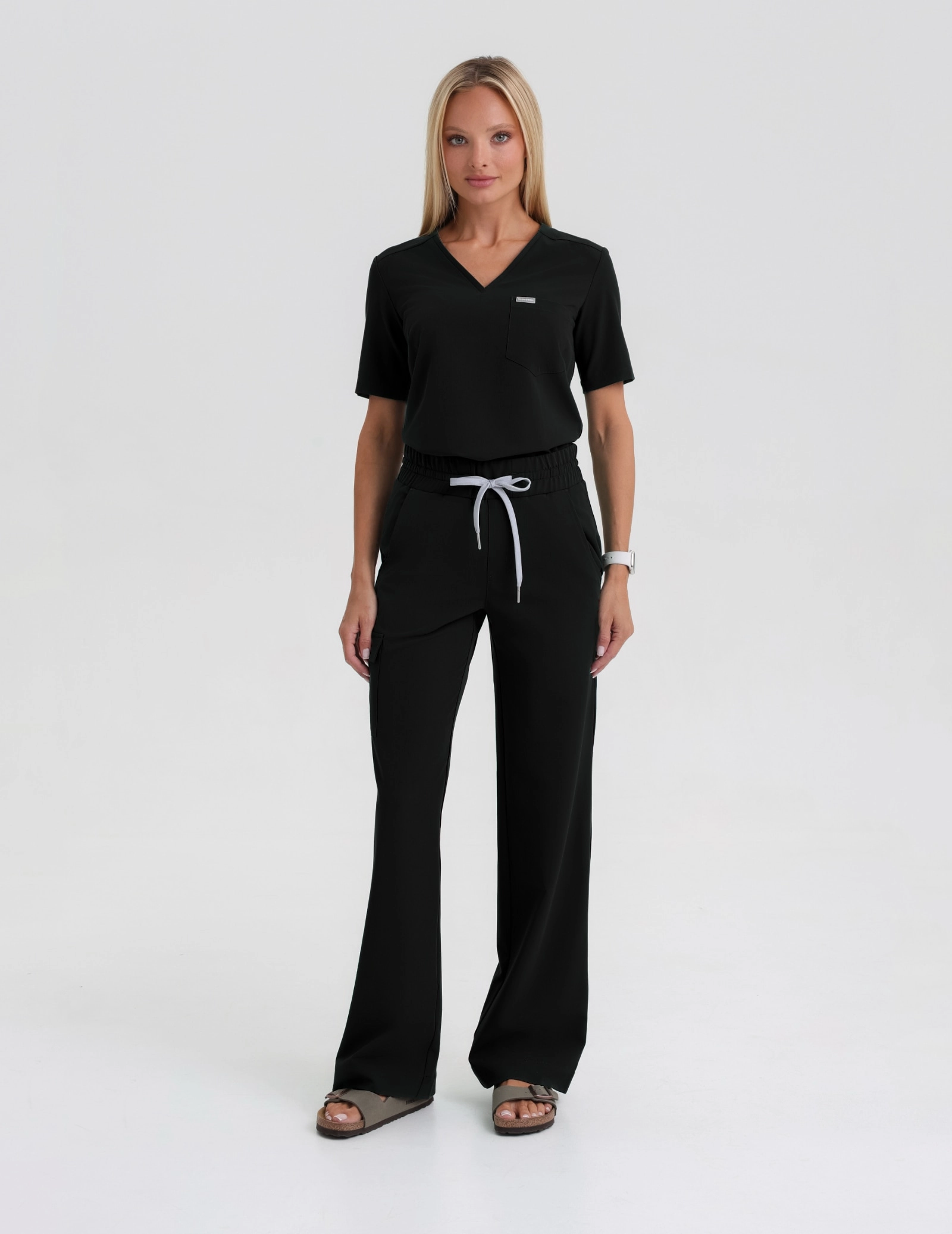Medical Scrub Top Raya One Pocket - BLACK