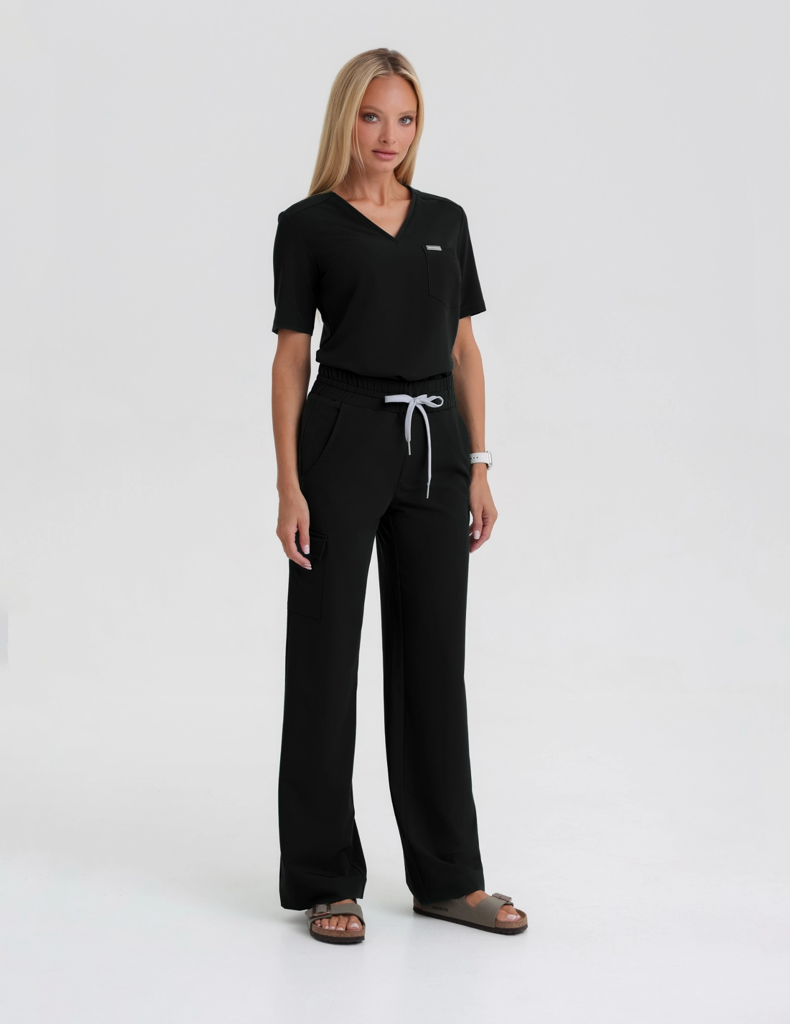 Medical Scrub Top Raya One Pocket - BLACK