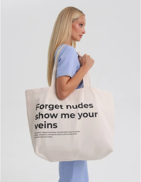 Oversize Shopper Bag "Forget nudes show me your veins"