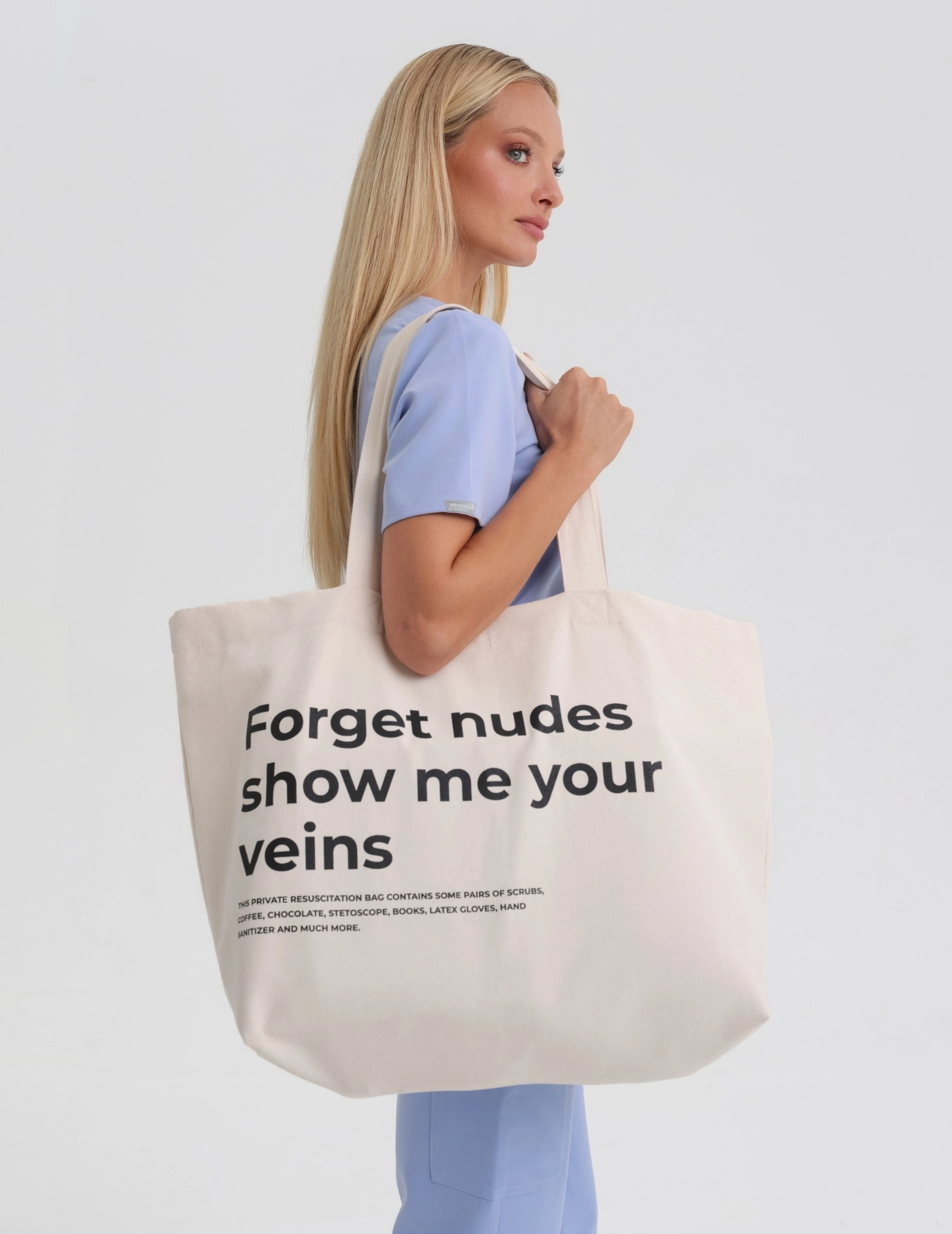 Oversize Shopper Bag "Forget nudes show me your veins"