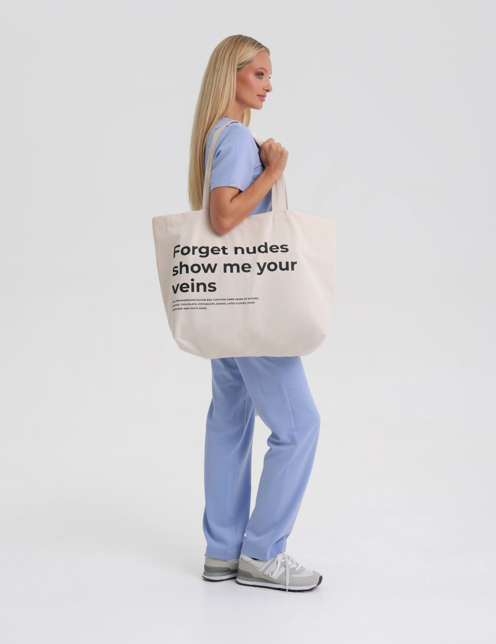 Oversize Shopper Bag "Forget nudes show me your veins"