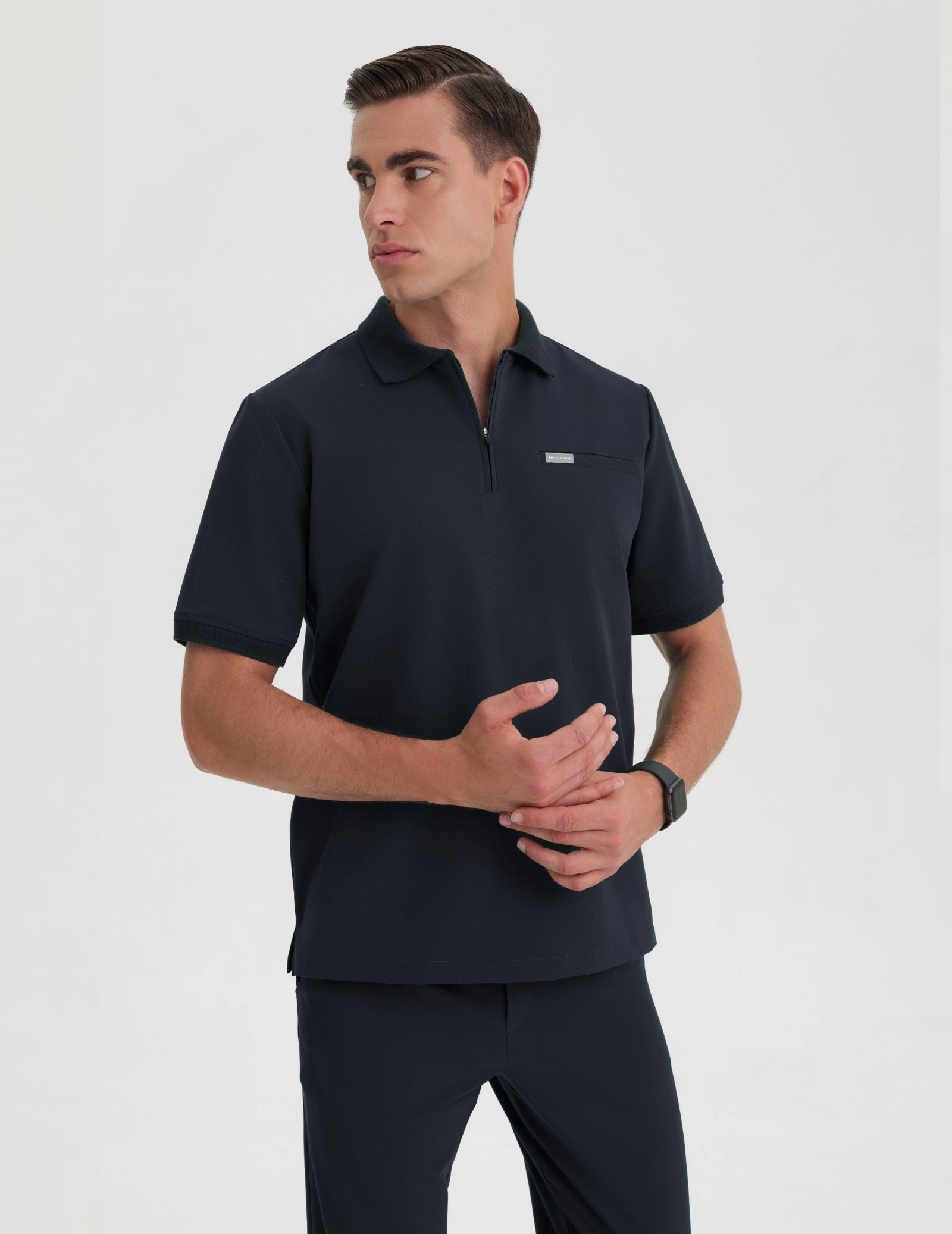Men's Medical Polo Scrub Top - MIDNIGHT BLUE