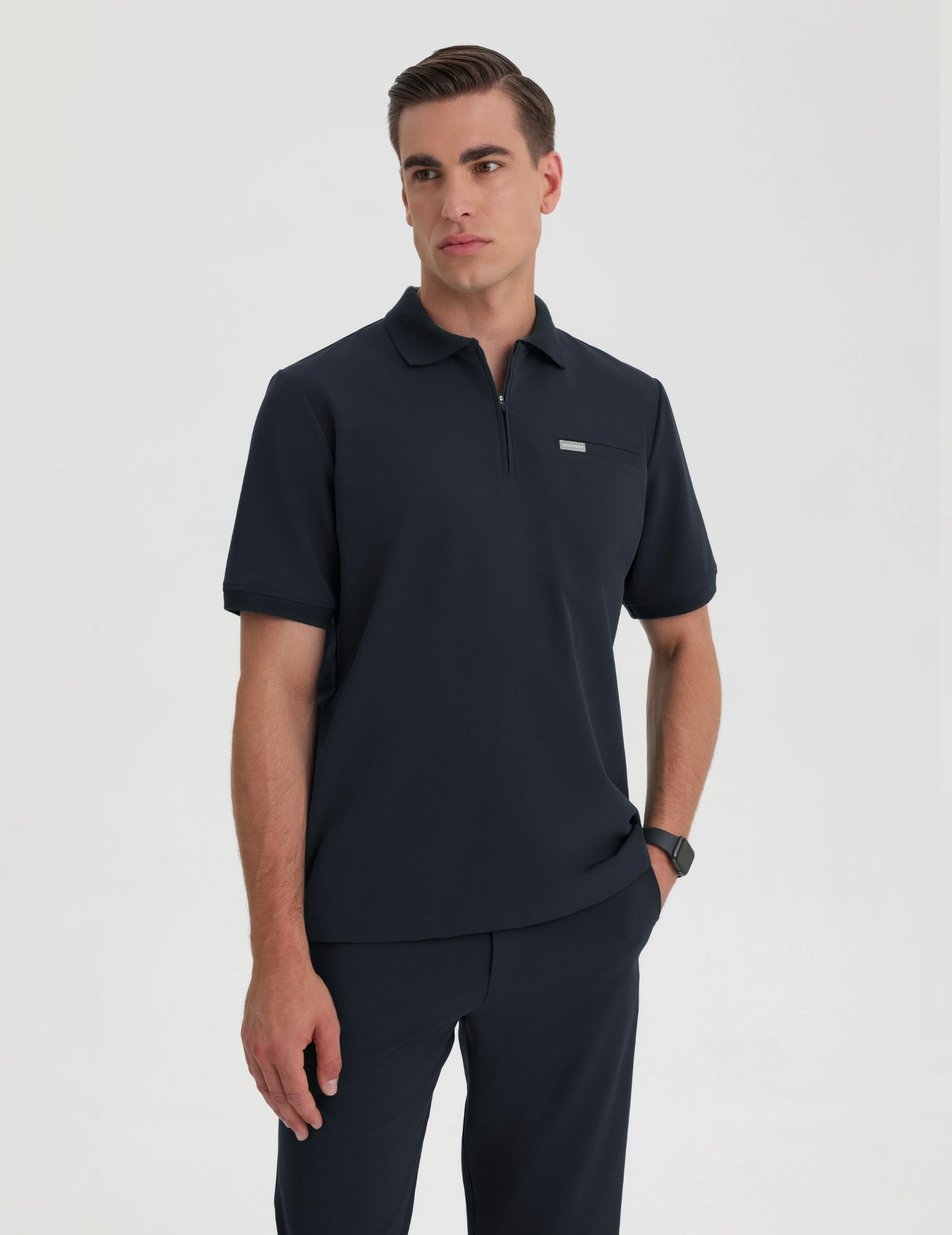 Men's Medical Polo Scrub Top - MIDNIGHT BLUE