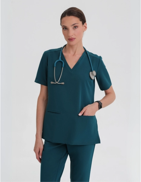 Medical Scrub Top Casy - DEEP GREEN