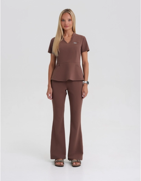 Women's Medical Scrub Pants Flare - MILKY BROWN