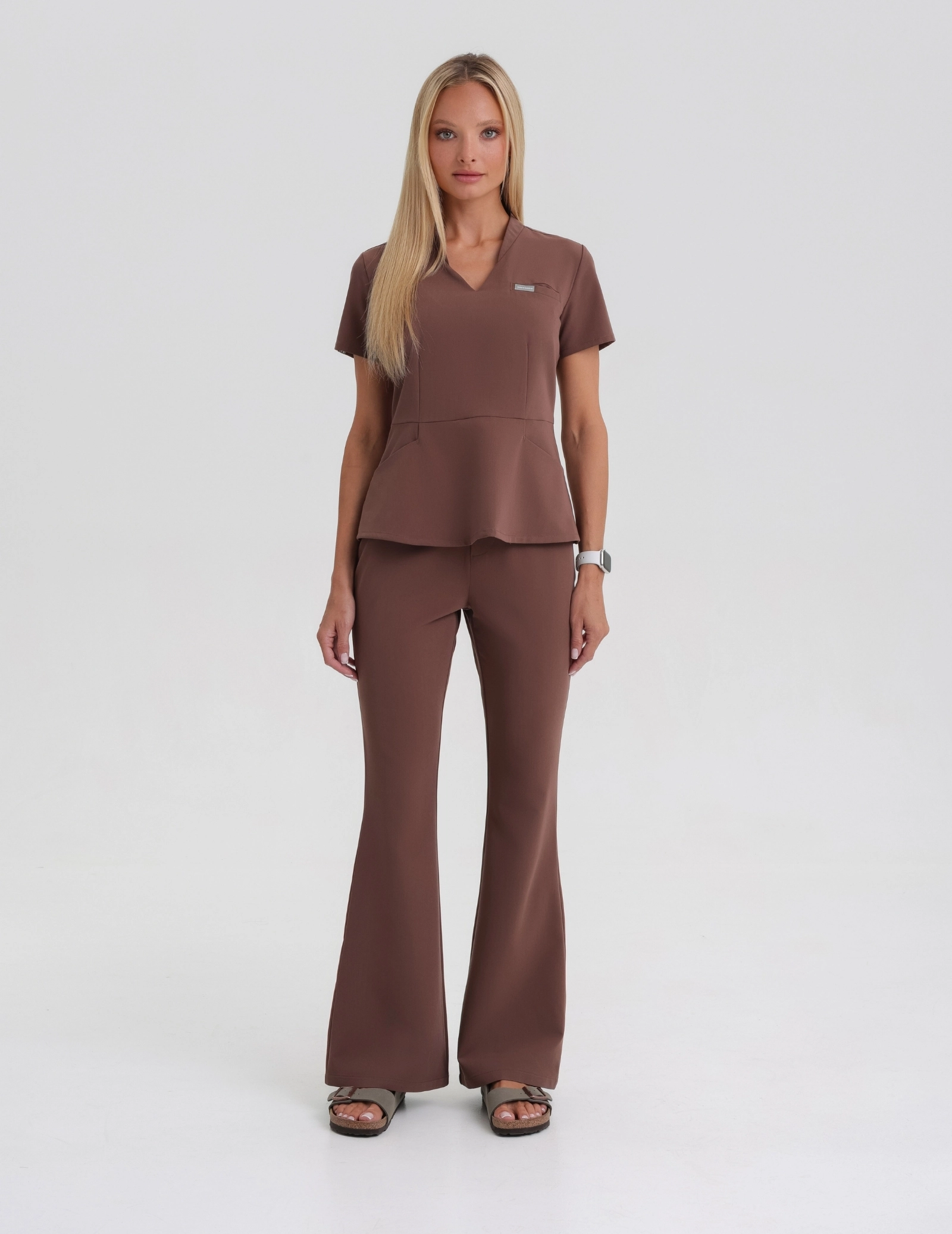 Women's Medical Scrub Pants Flare - MILKY BROWN