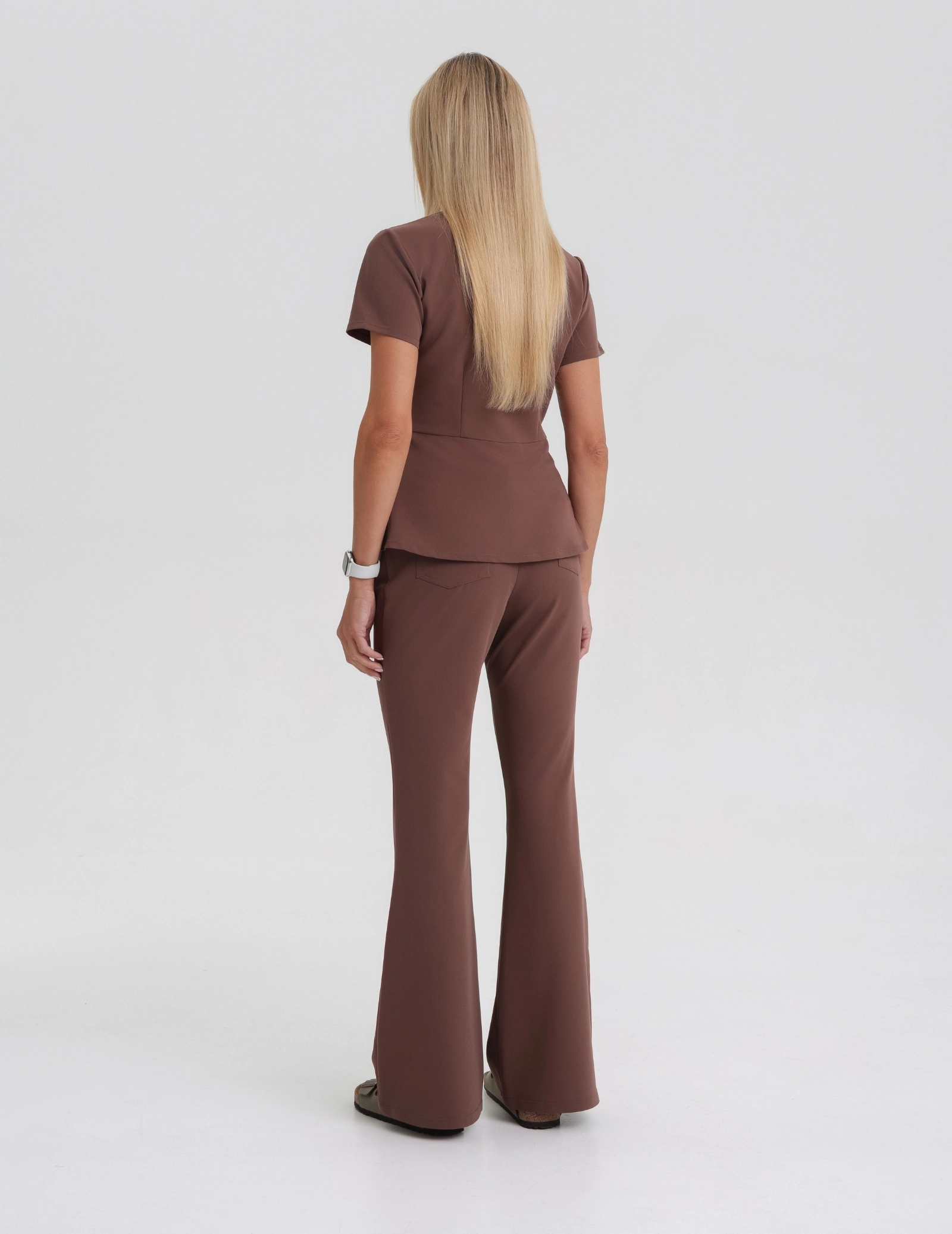 Women's Medical Scrub Pants Flare - MILKY BROWN