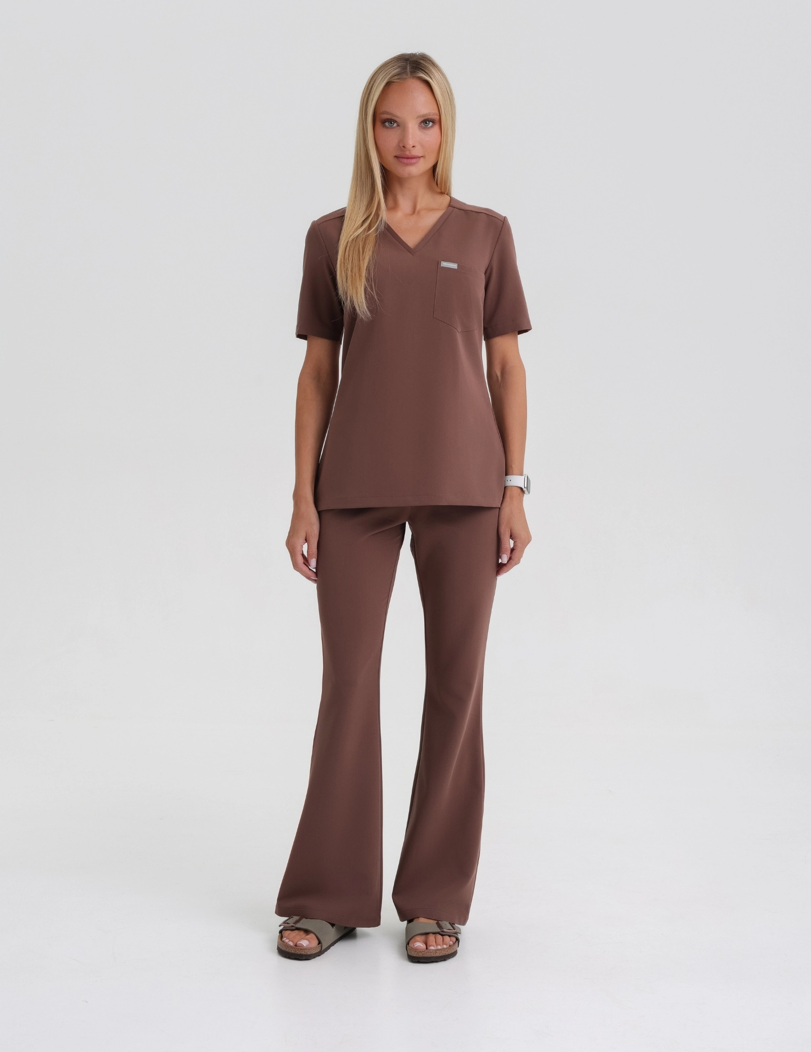 Women's Medical Scrub Pants Flare - MILKY BROWN