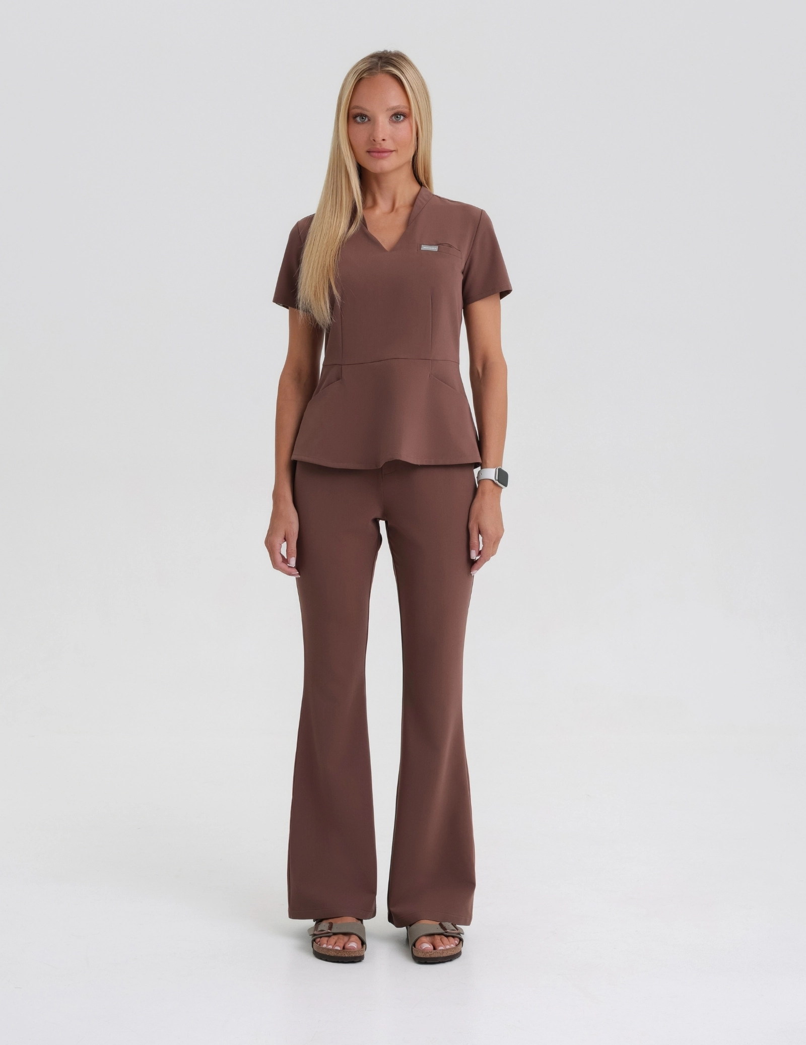 Medical Scrub Top Kori - MILKY BROWN