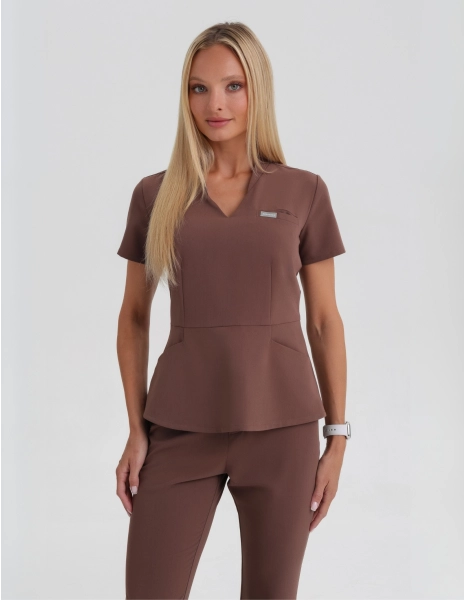Medical Scrub Top Kori - MILKY BROWN