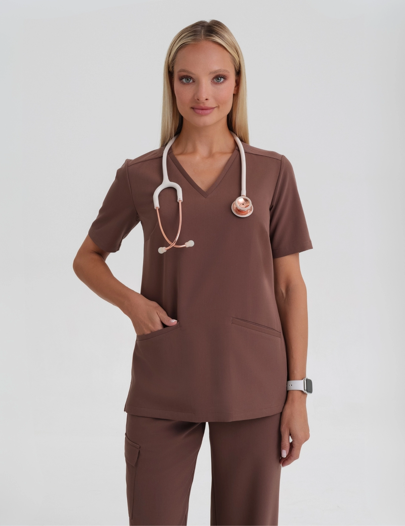 Medical Scrub Top Casy- MILKY BROWN Medical Scrub Top Casy- MILKY BROWN