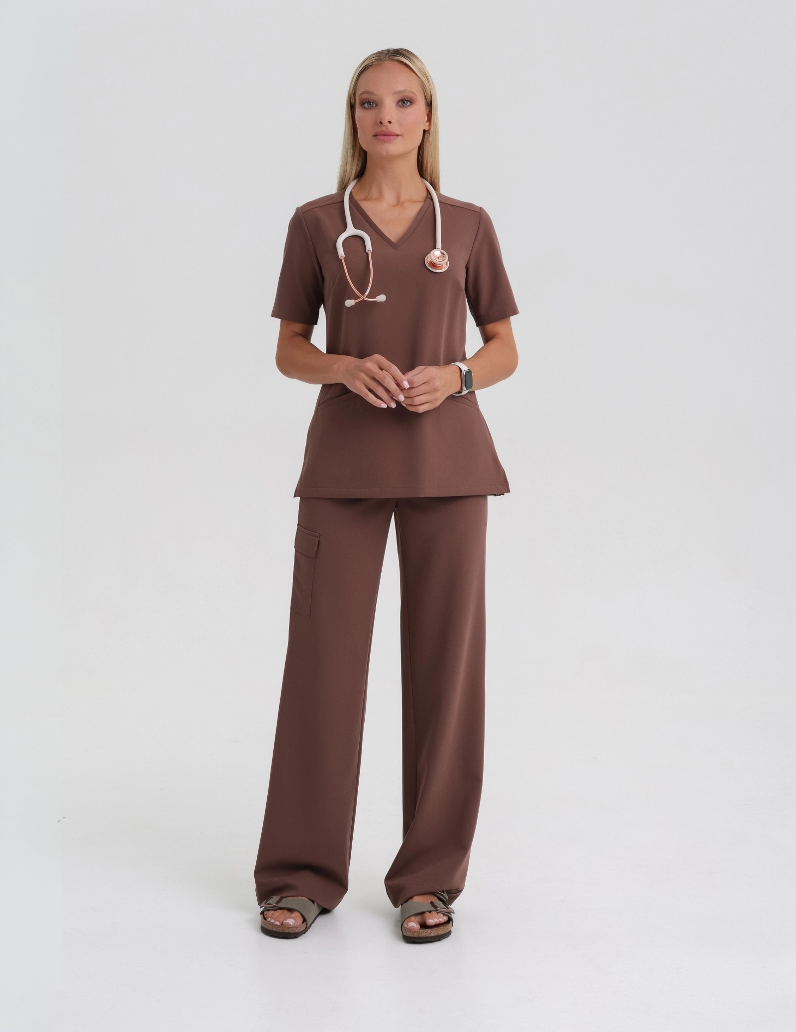 Medical Scrub Top Casy- MILKY BROWN Medical Scrub Top Casy- MILKY BROWN