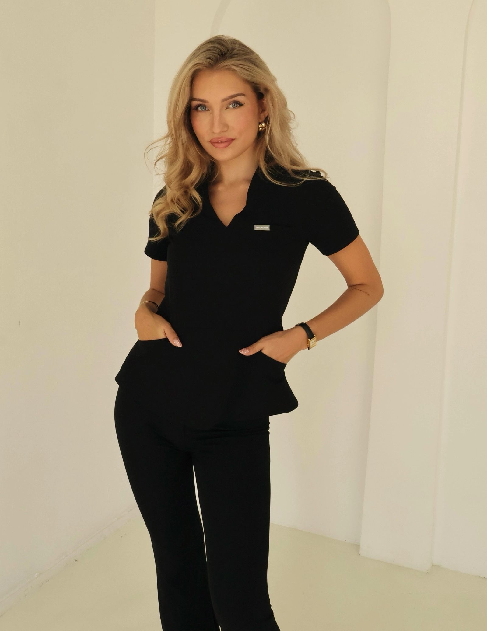 Medical Scrub Top Kori - BLACK