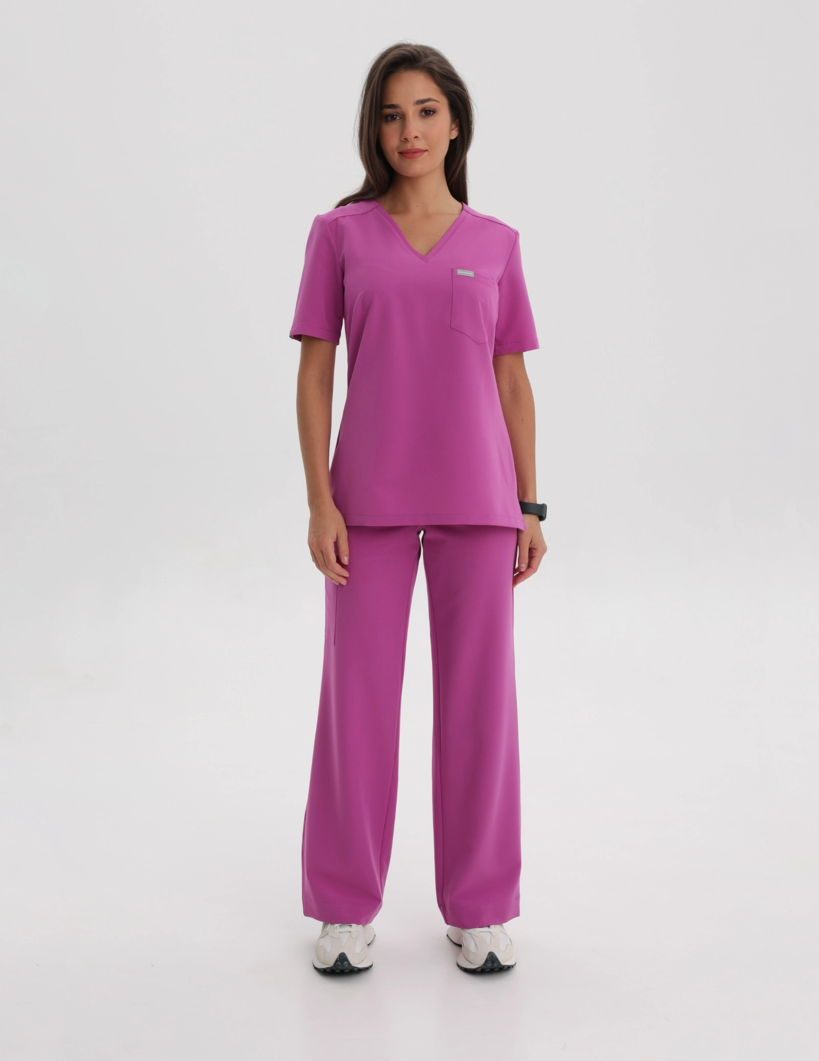 Medical Scrub Top Raya One Pocket - ELECTRIC PINK