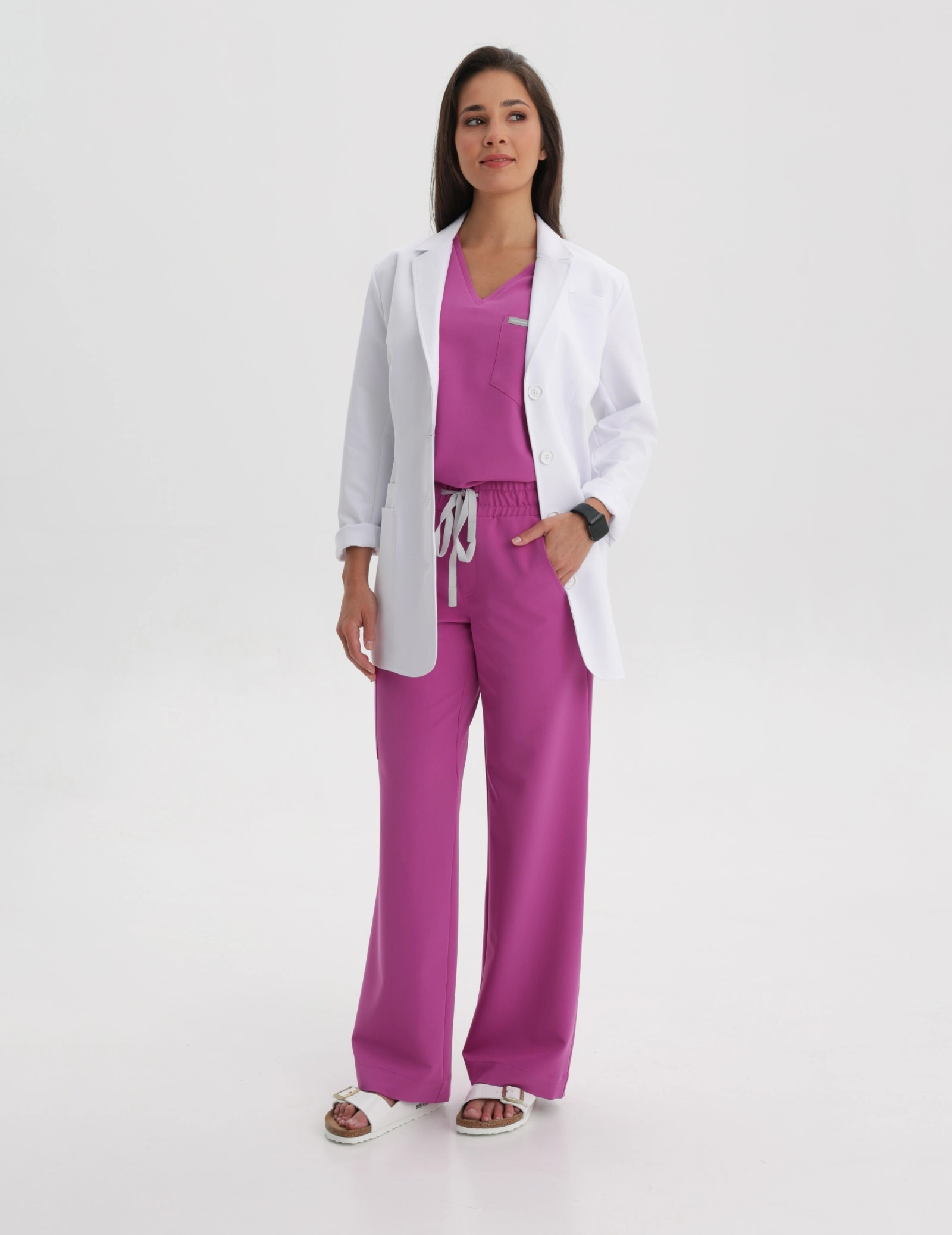 Medical Scrub Top Raya One Pocket - ELECTRIC PINK