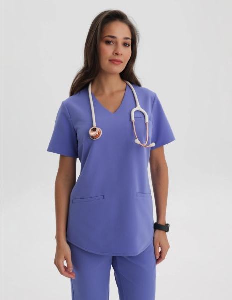 Medical Scrub Top Grace - DENIM BLUE