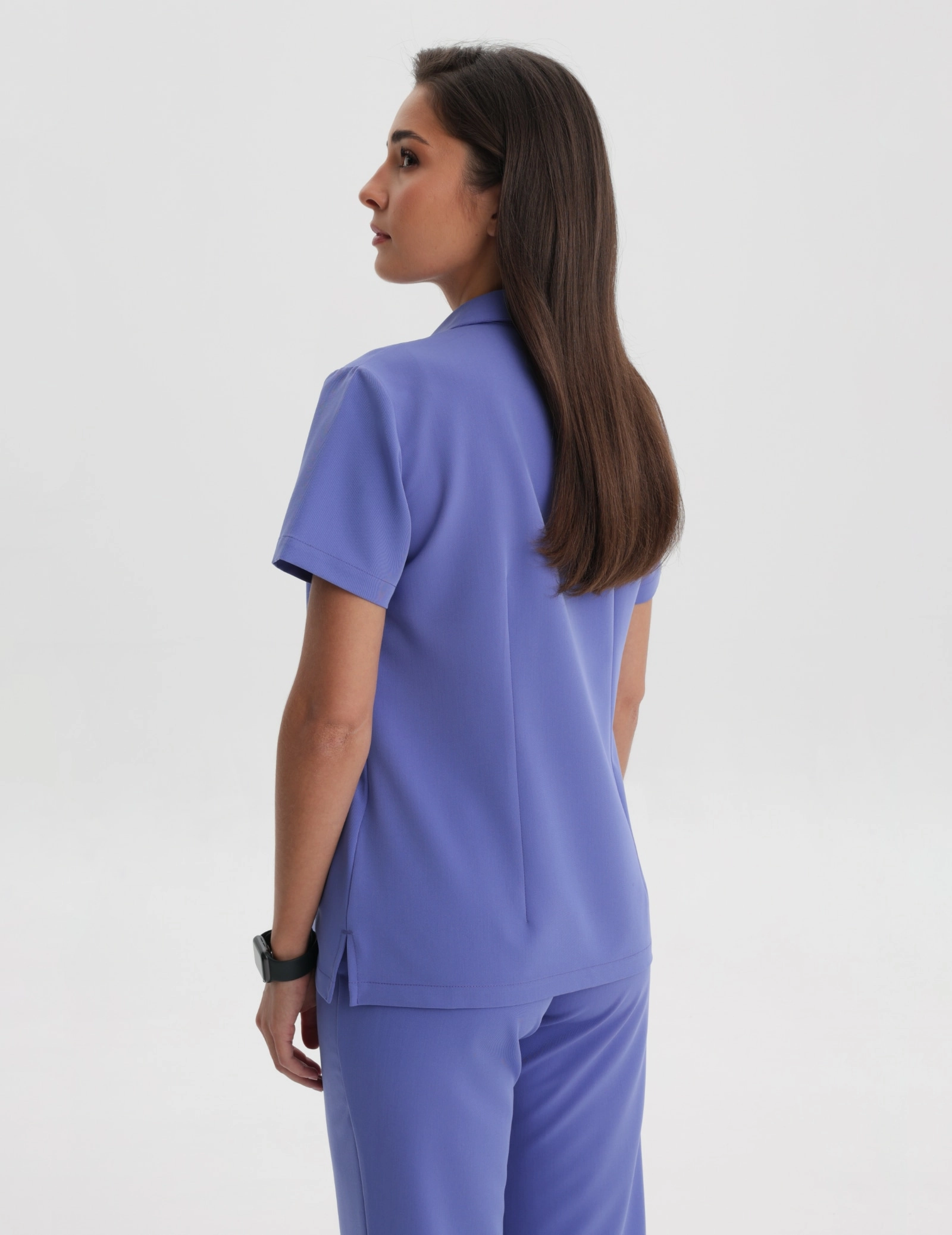 Medical Scrub Top Polo - DENIM BLUE