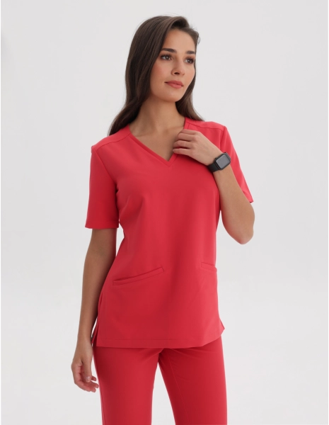 Medical Scrub Top Casy - POP RED