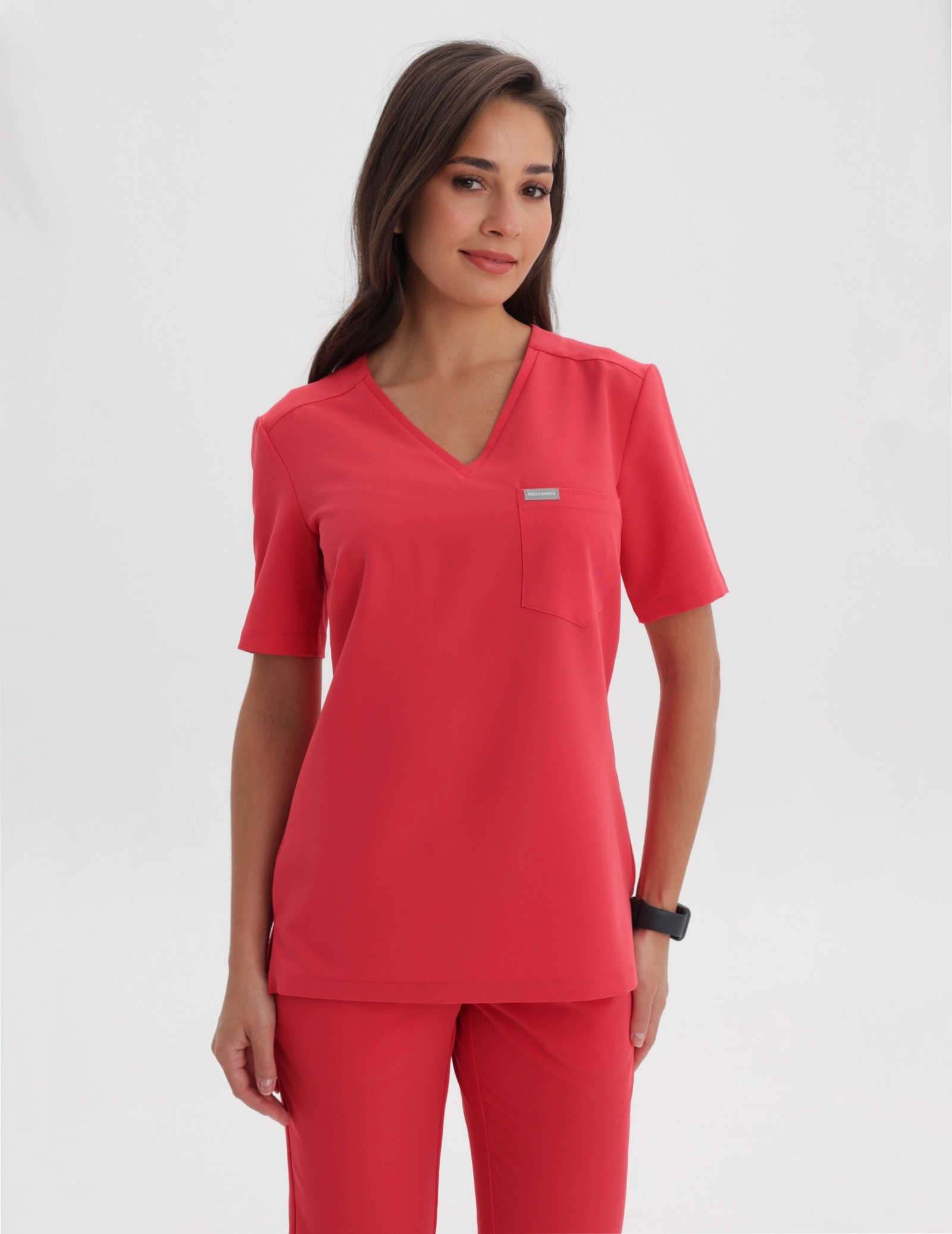 Medical Scrub Top Raya One Pocket - POP RED
