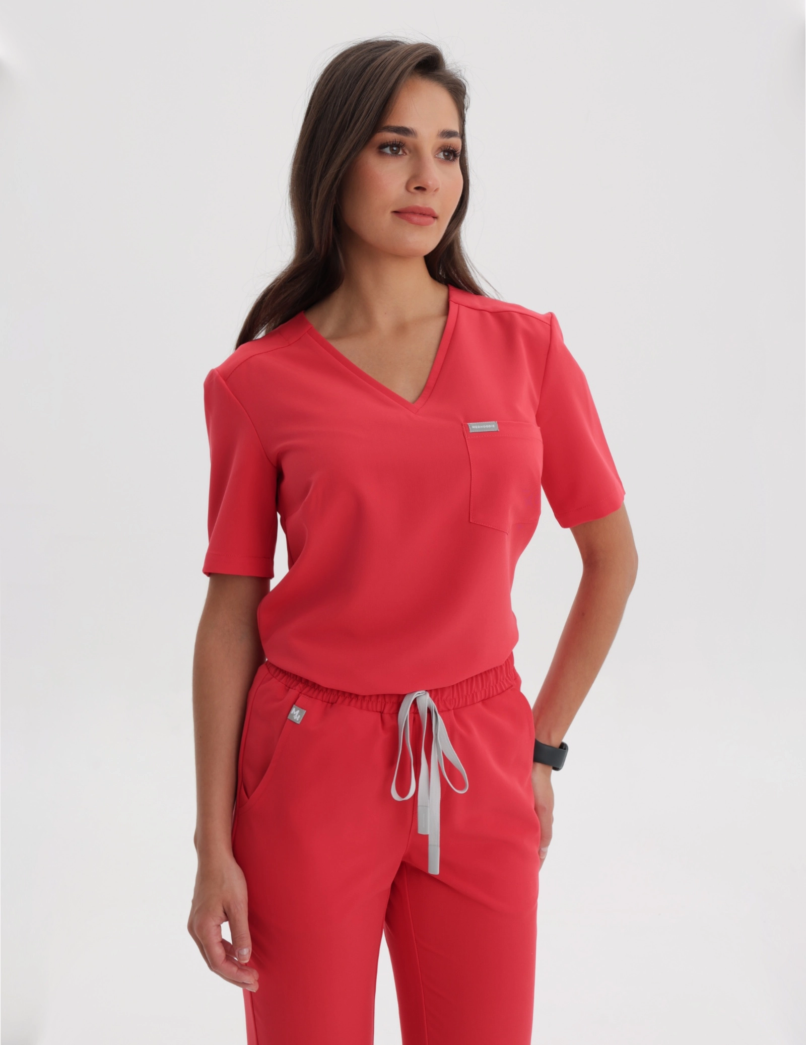 Medical Scrub Top Raya One Pocket - POP RED