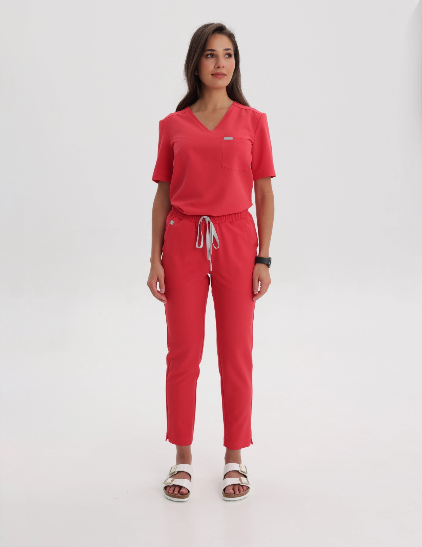 Medical Scrub Top Raya One Pocket - POP RED