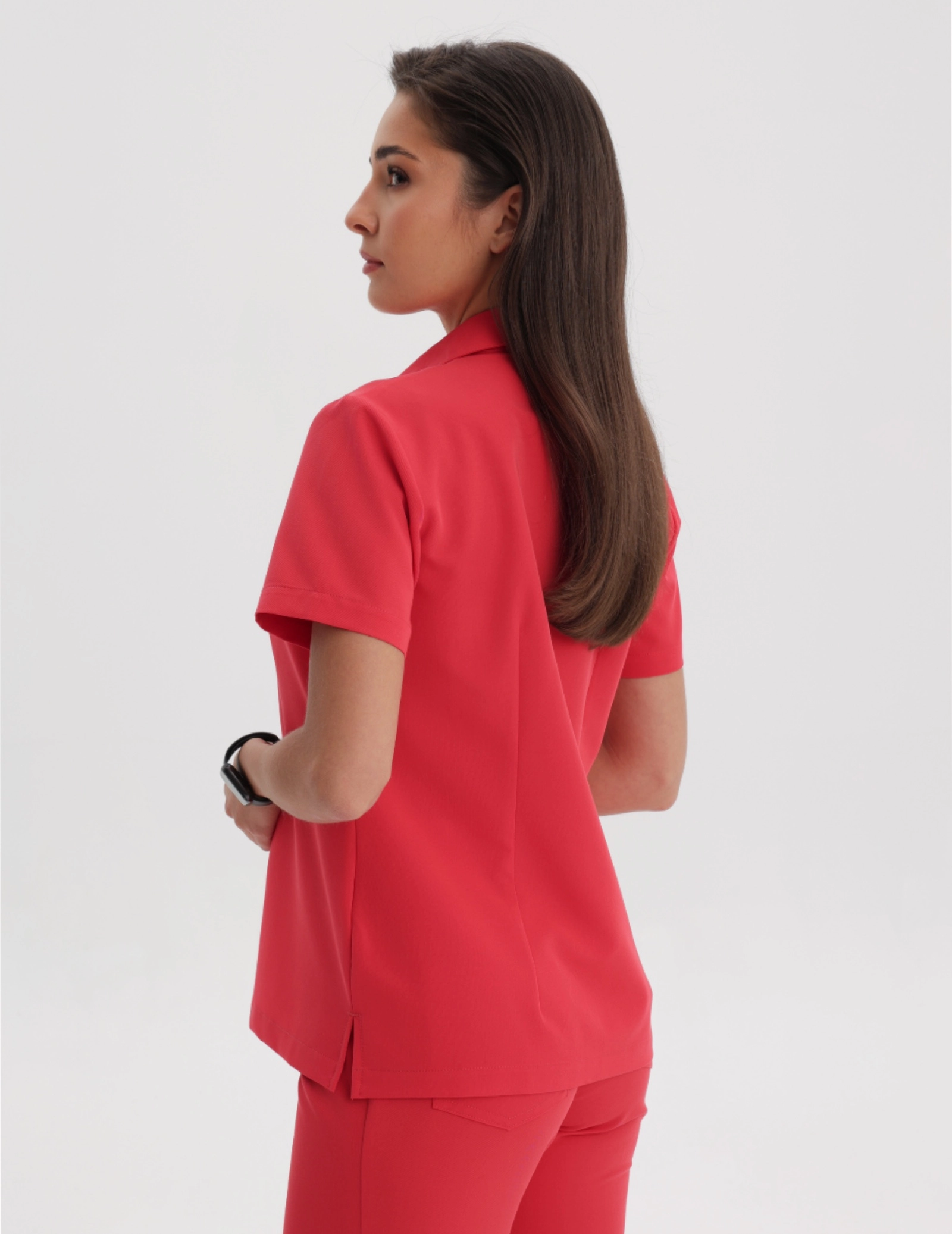 Medical Scrub Top Polo - POP RED