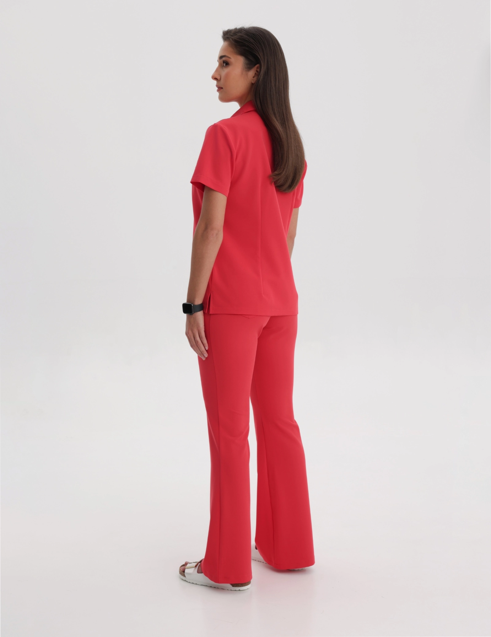Women's Medical Scrub Pants Flare - POP RED
