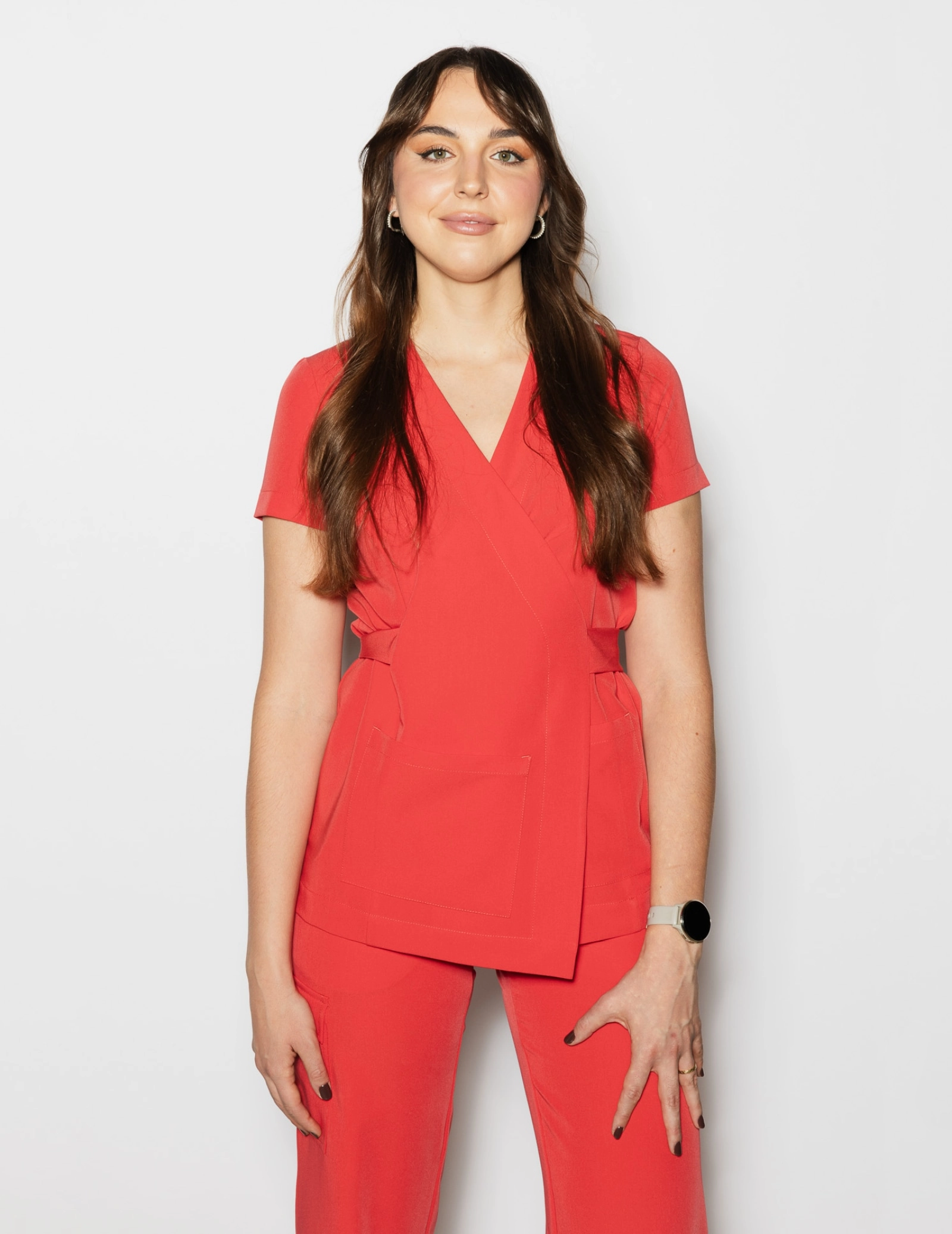 Medical Scrub Top Tie-Back Auri - POP RED