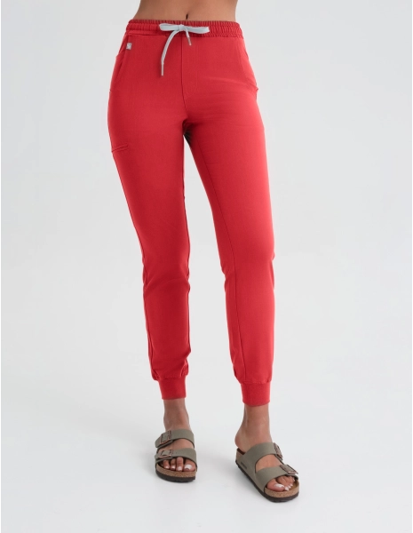 Women's Medical Scrub Joggers - POP RED
