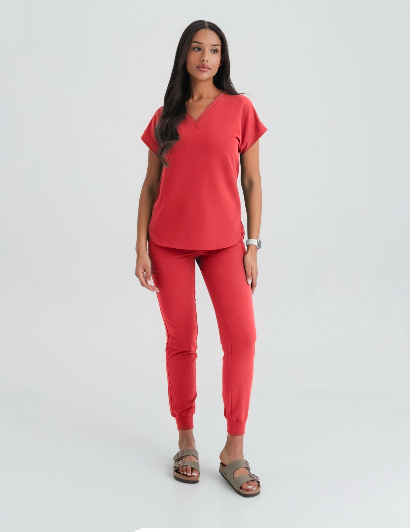 Women's Medical Scrub Joggers - POP RED