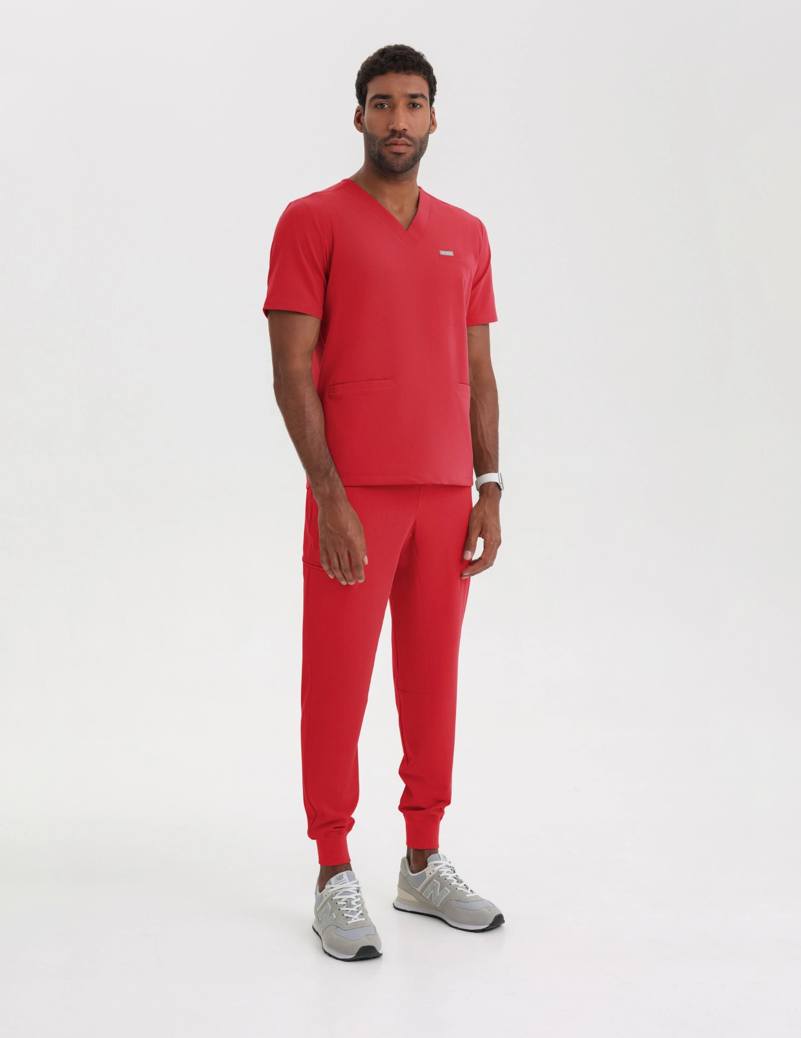 Men's Medical Scrub Joggers - POP RED