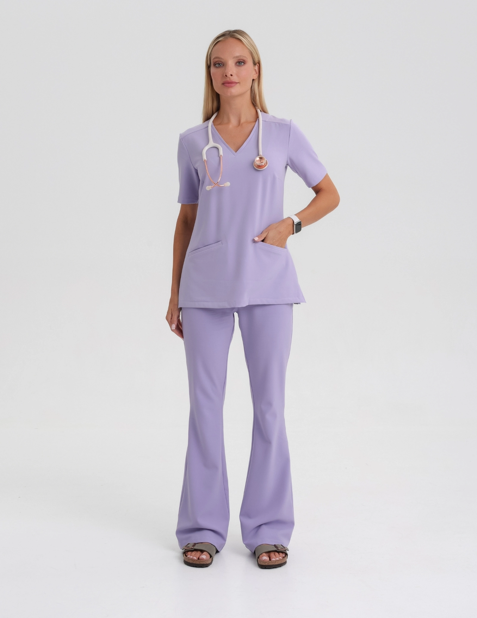 Medical Scrub Top Casy - PURPLE HEATHER