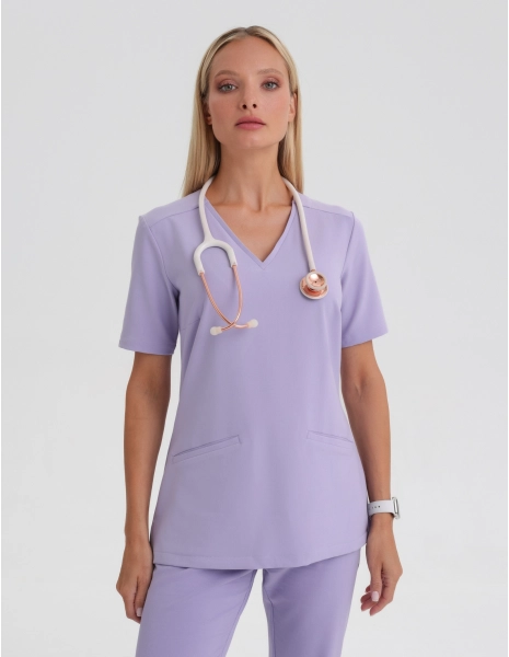 Medical Scrub Top Casy - PURPLE HEATHER