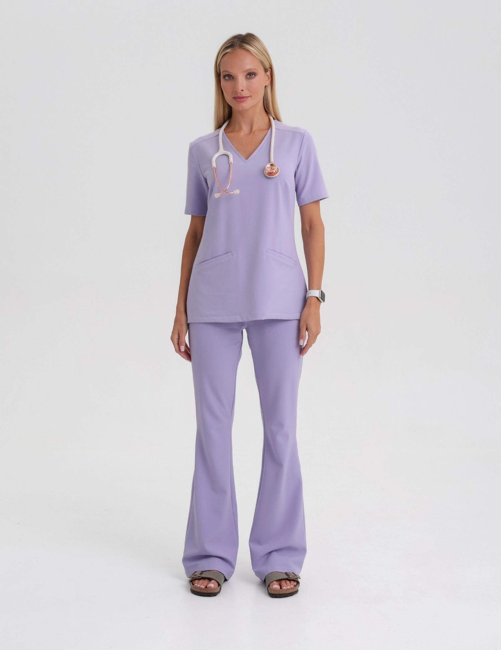 Medical Scrub Top Casy - PURPLE HEATHER