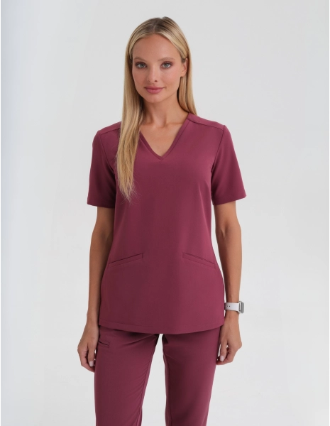 Medical Scrub Top Casy- MULLED WINE
