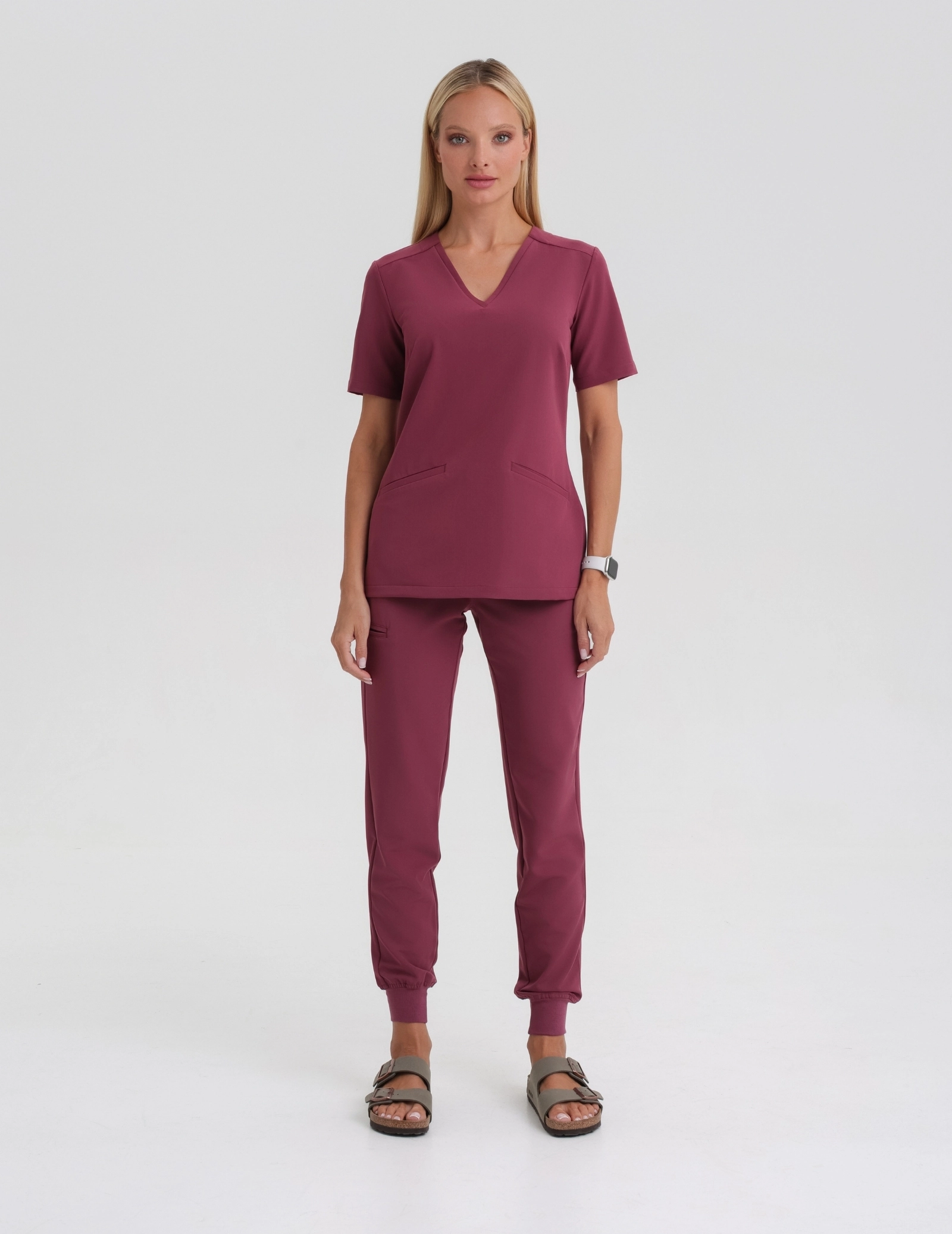 Medical Scrub Top Casy- MULLED WINE