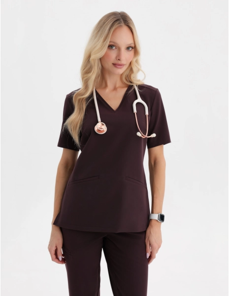 Medical Scrub Top Casy - DARK CHOCOLATE