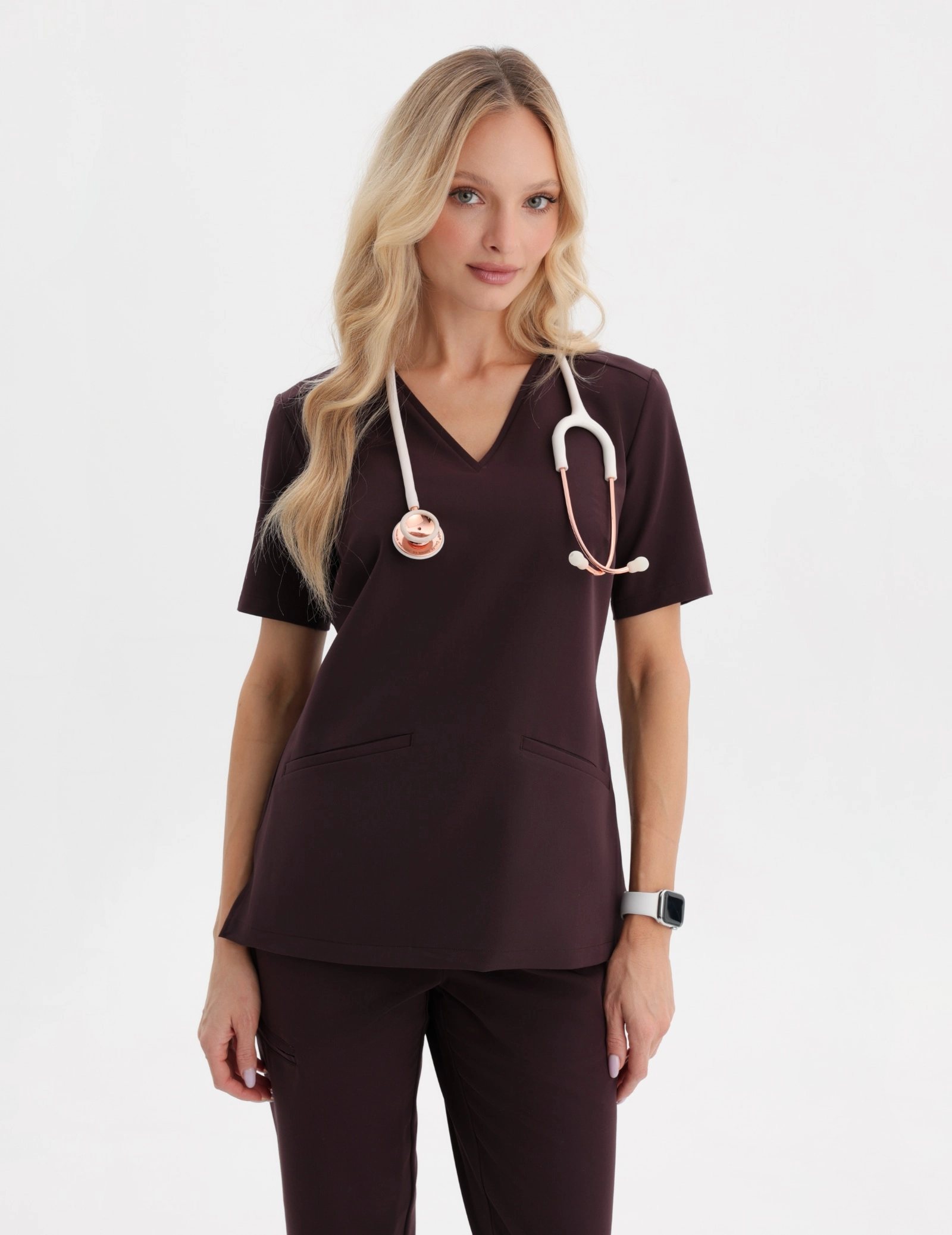 Medical Scrub Top Casy - DARK CHOCOLATE