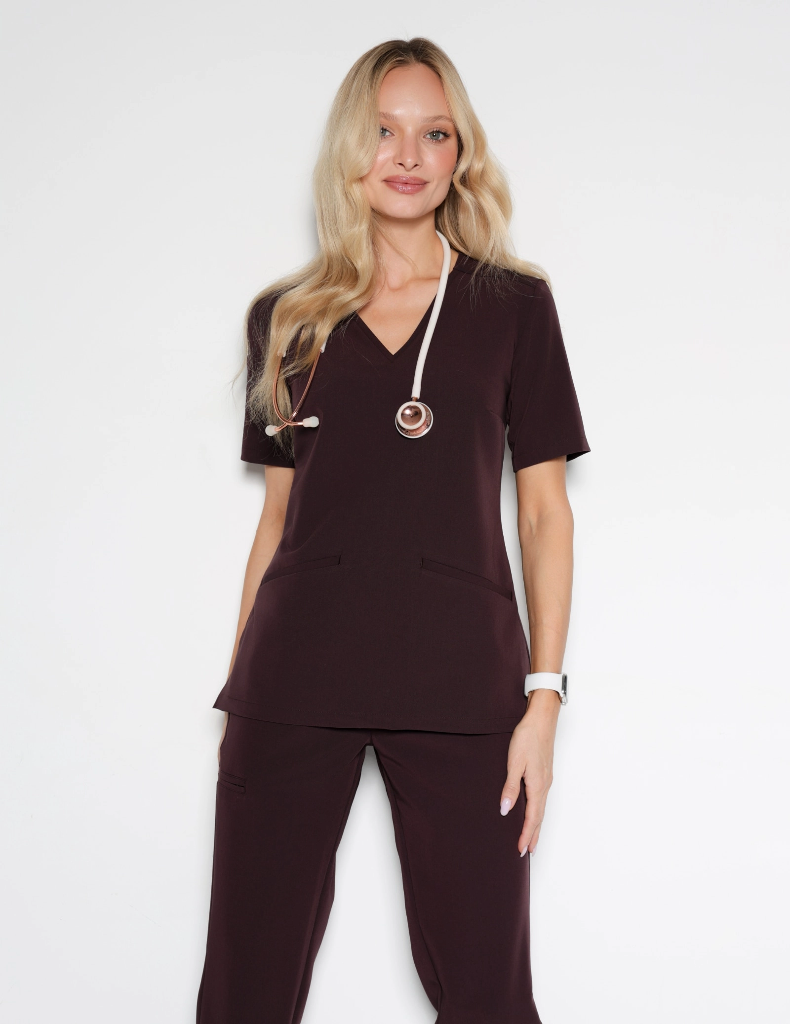 Medical Scrub Top Casy - DARK CHOCOLATE
