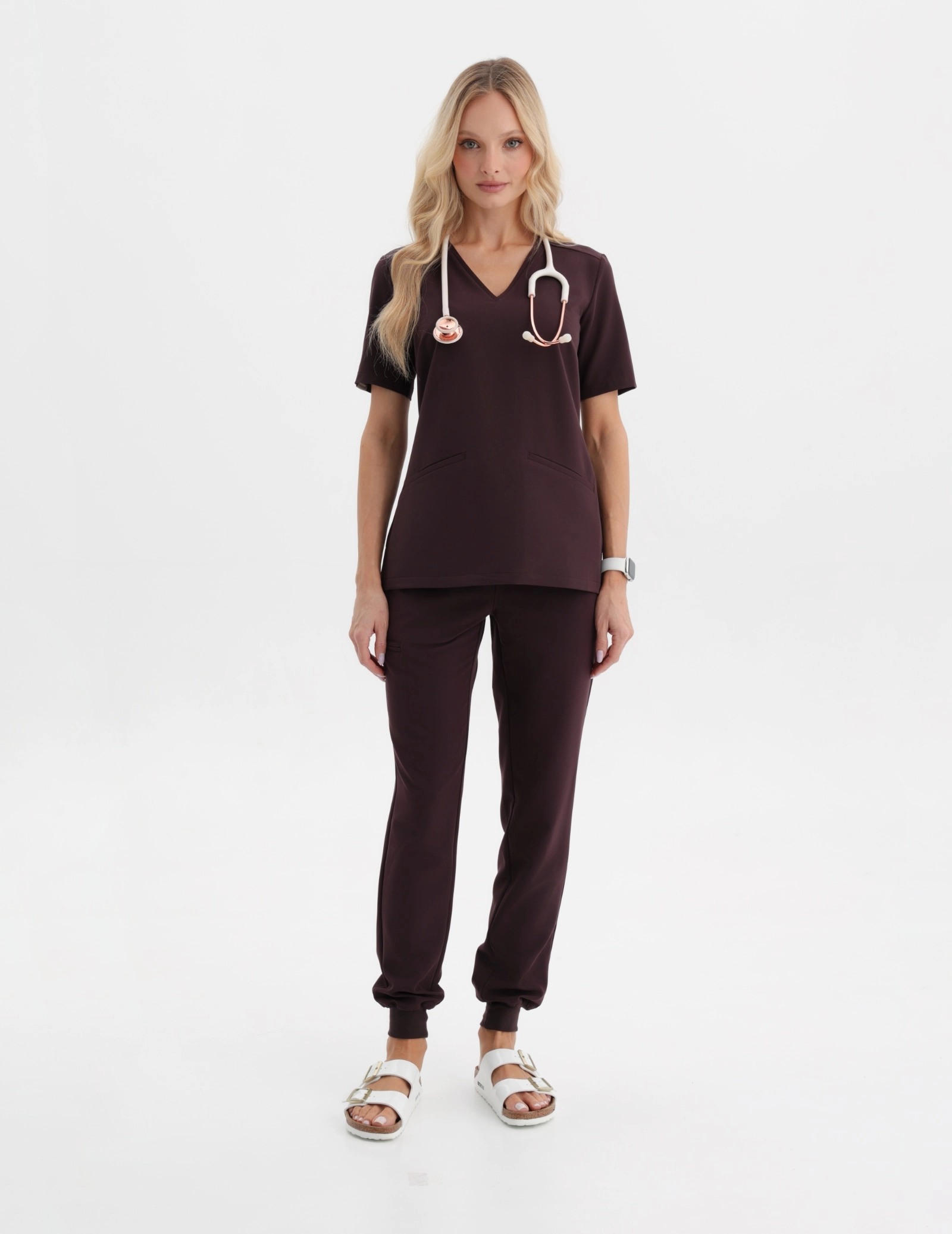 Medical Scrub Top Casy - DARK CHOCOLATE