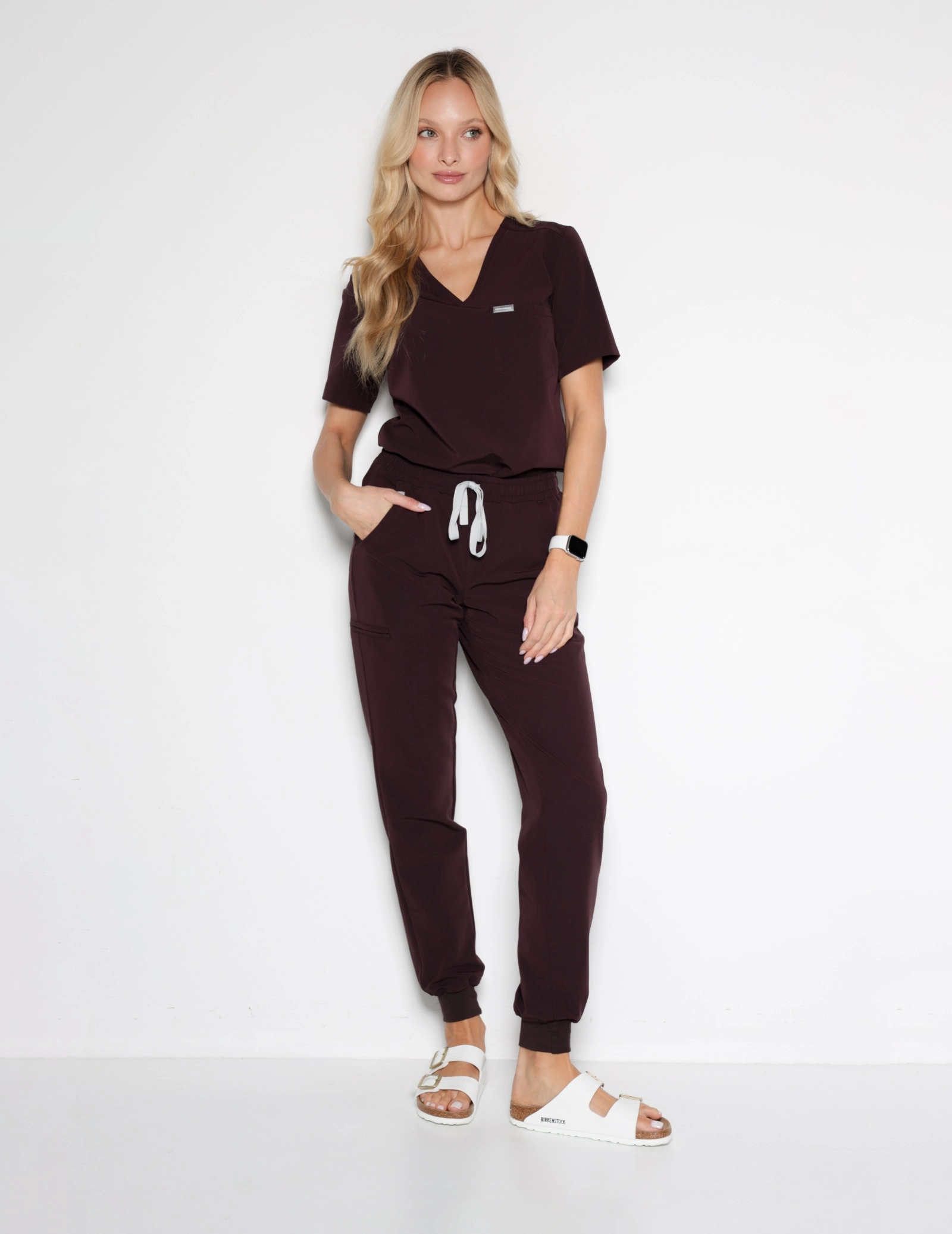 Medical Scrub Top Raya One Pocket - DARK CHOCOLATE