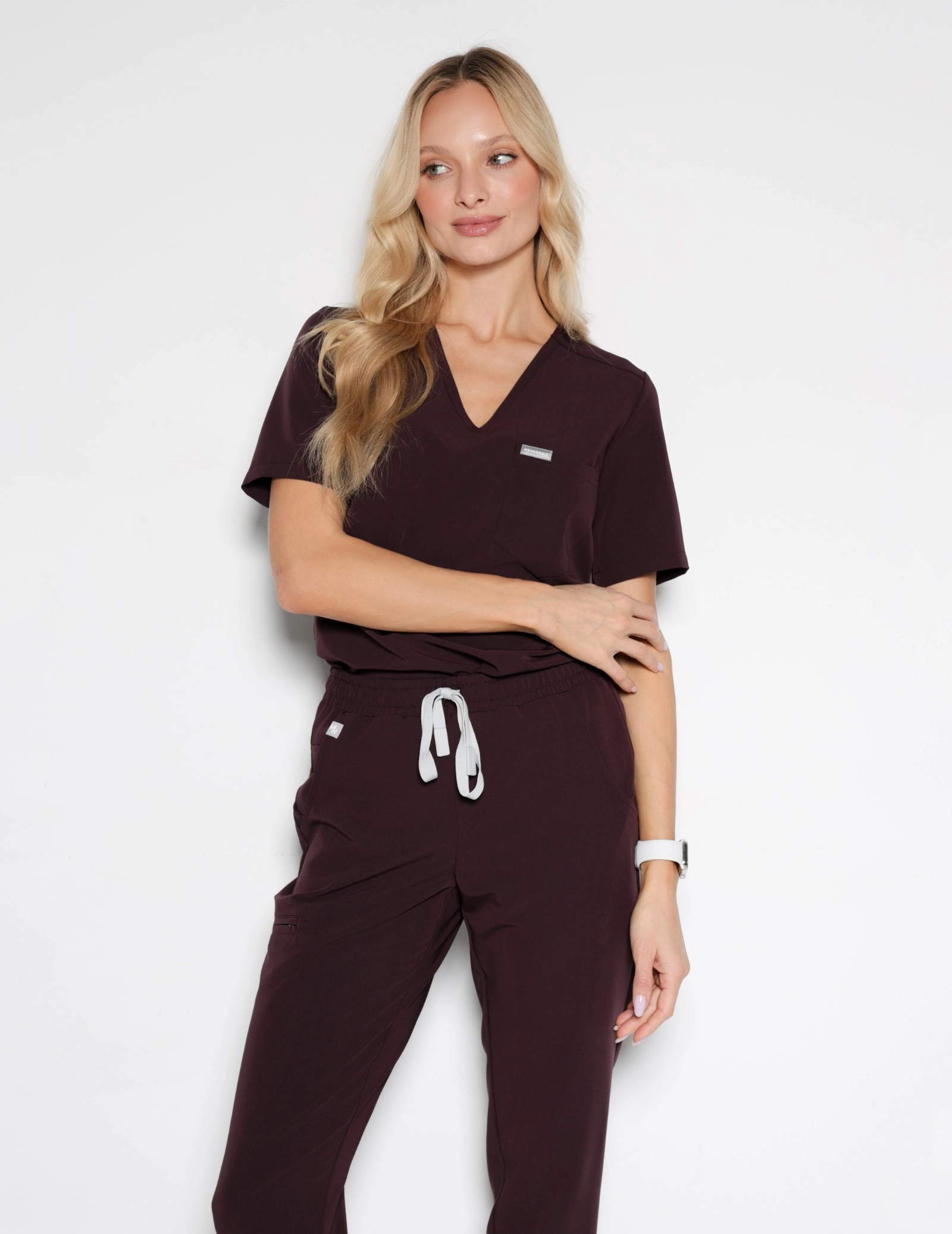 Medical Scrub Top Raya One Pocket - DARK CHOCOLATE