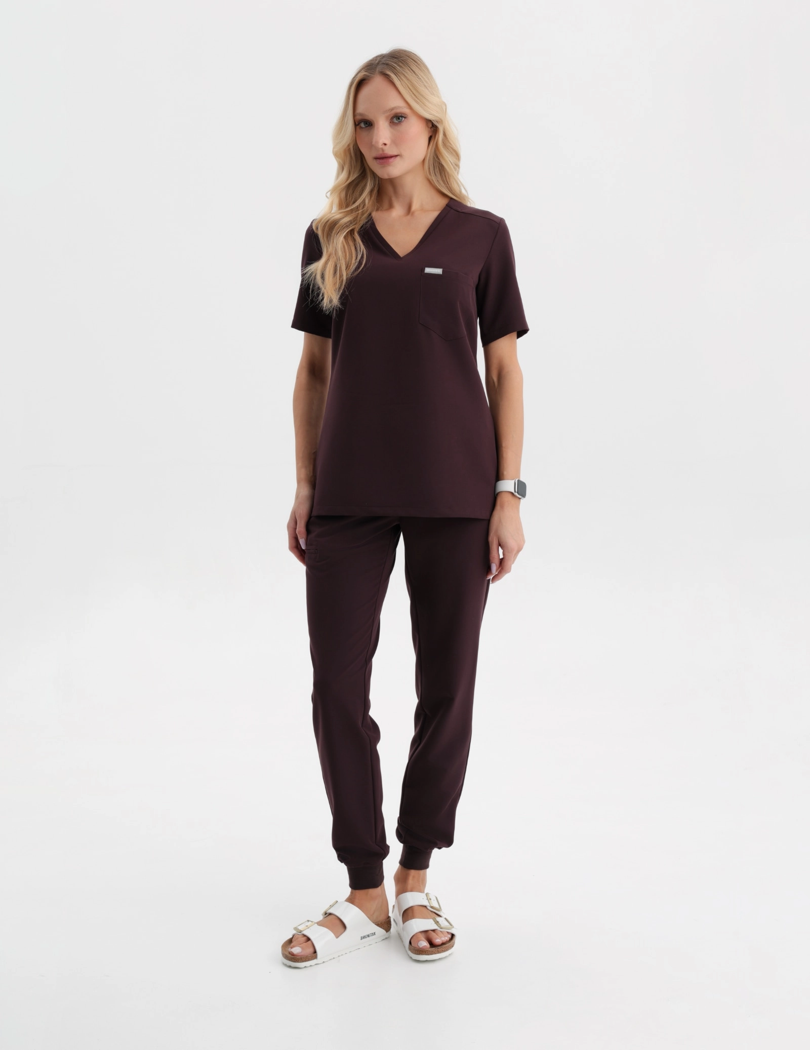 Medical Scrub Top Raya One Pocket - DARK CHOCOLATE